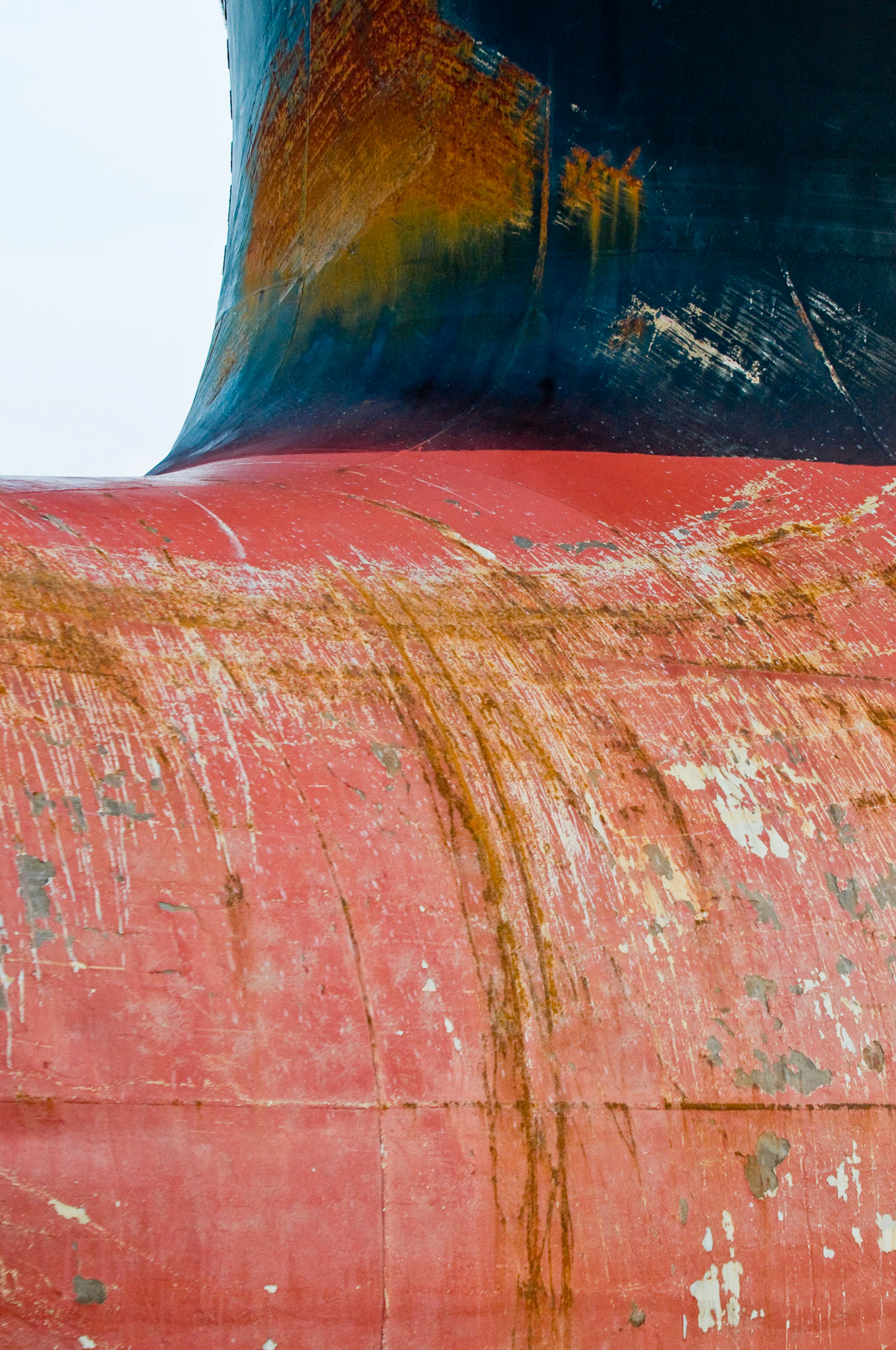 Bulbous bow of the cargo ship "Lucky Transporter" while docked at Domino Sugar