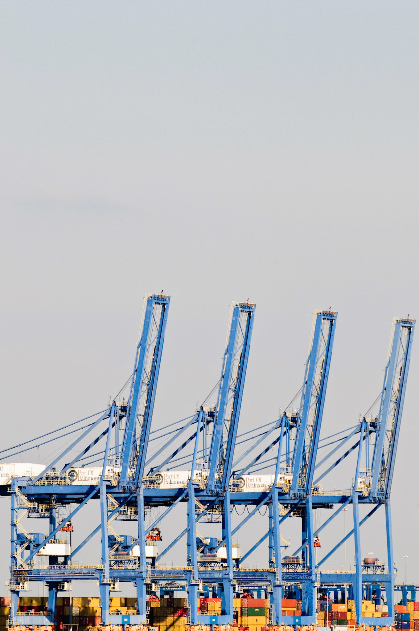 Cargo cranes on the docks at Pier 1 of the Seagirt Marine Terminal, Port of Baltimore