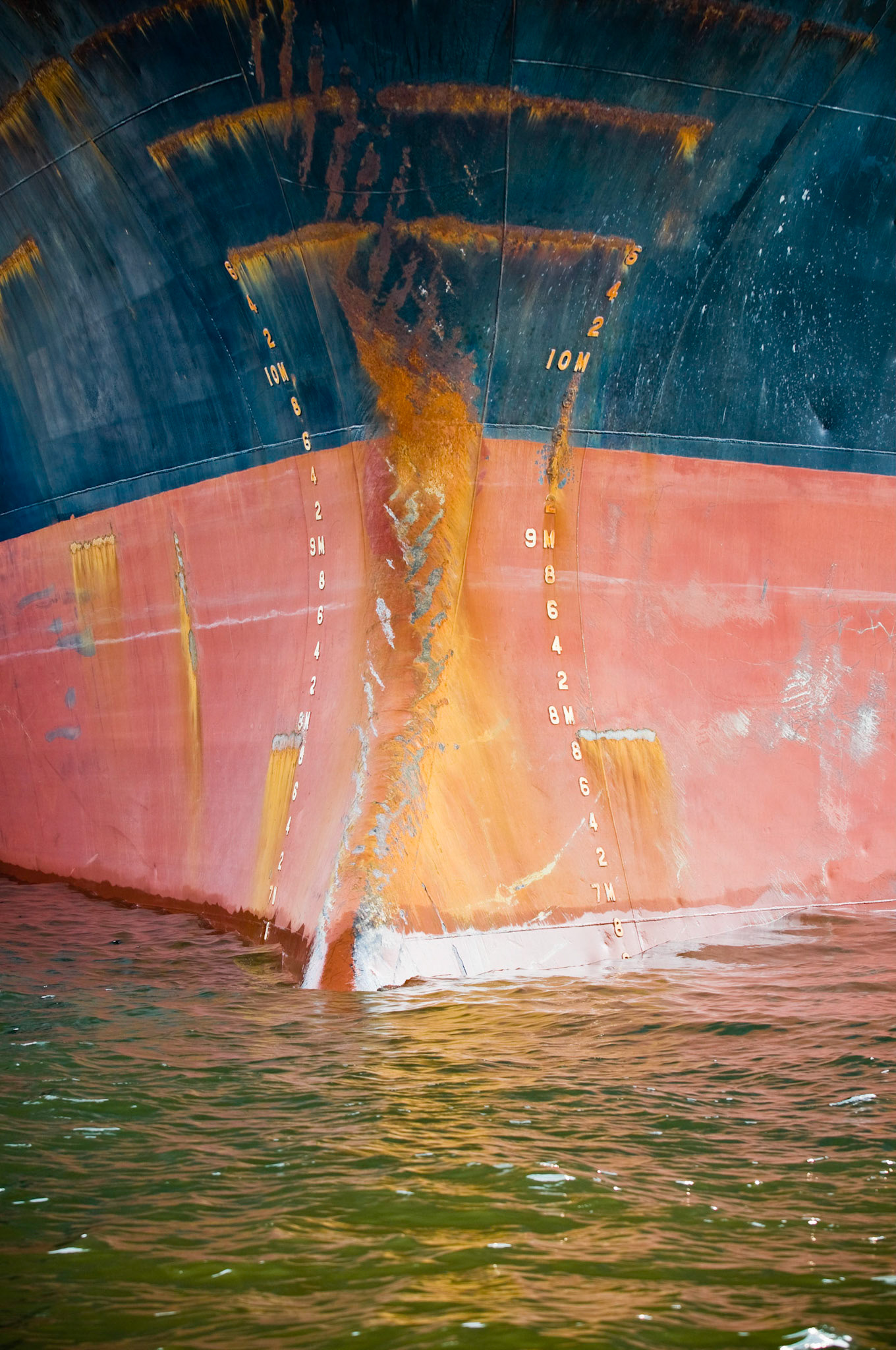 Bow of a cargo ship docked at Domino Sugar
