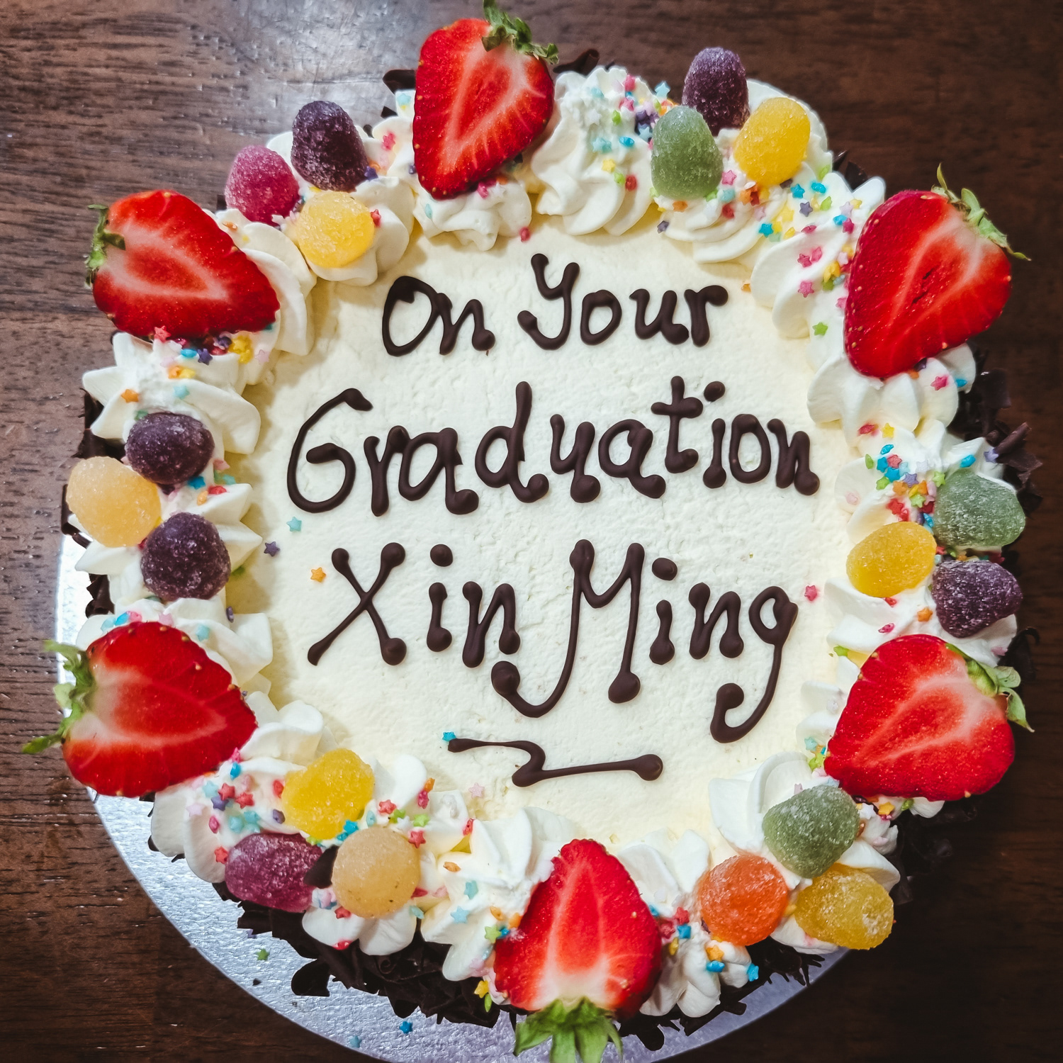 Cream and Strawberries Celebration cake
