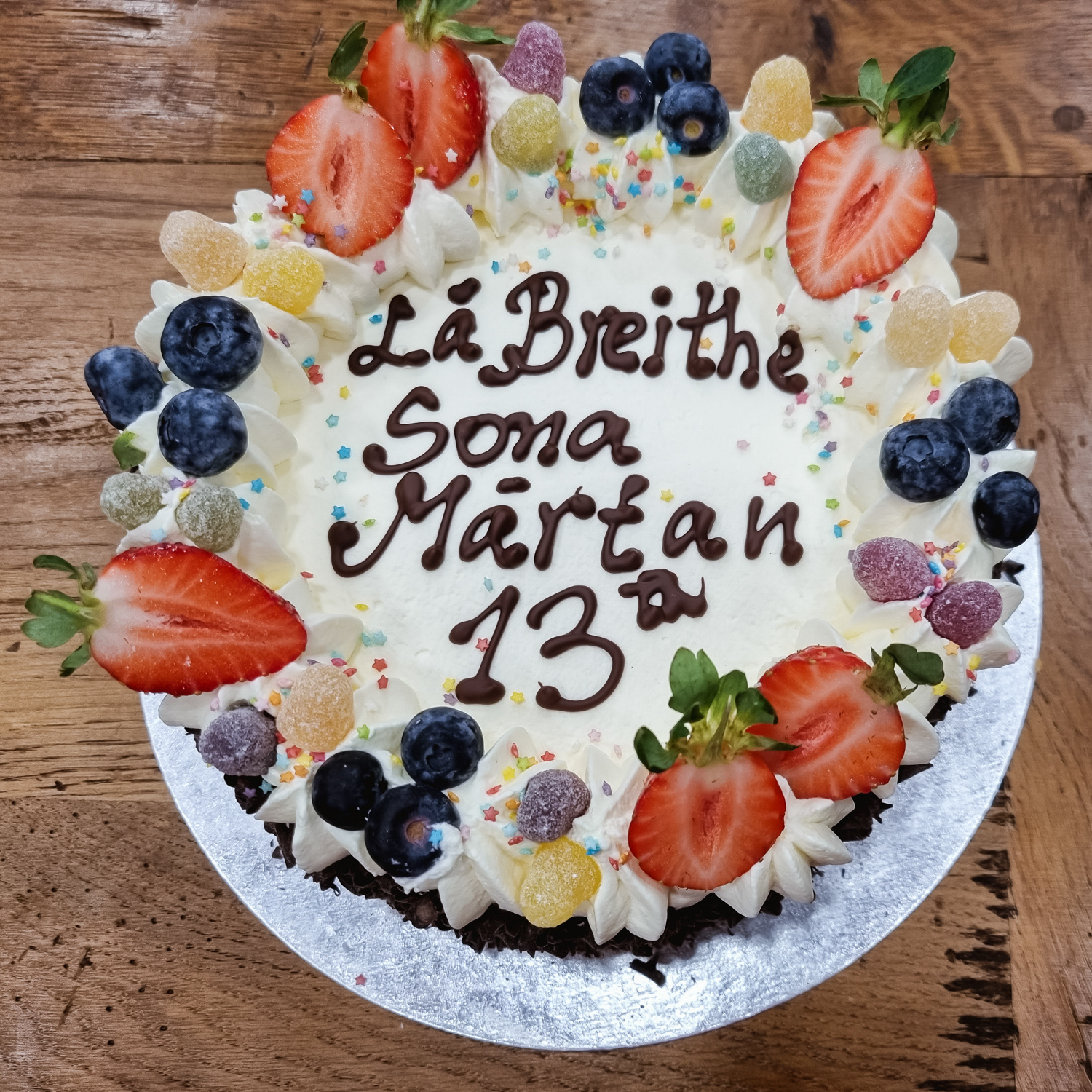 Cream and Strawberries Birthday cake