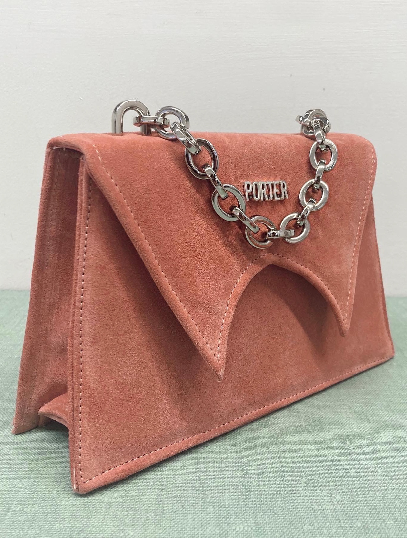Envelope bag made with Marc Jacobs suede leather