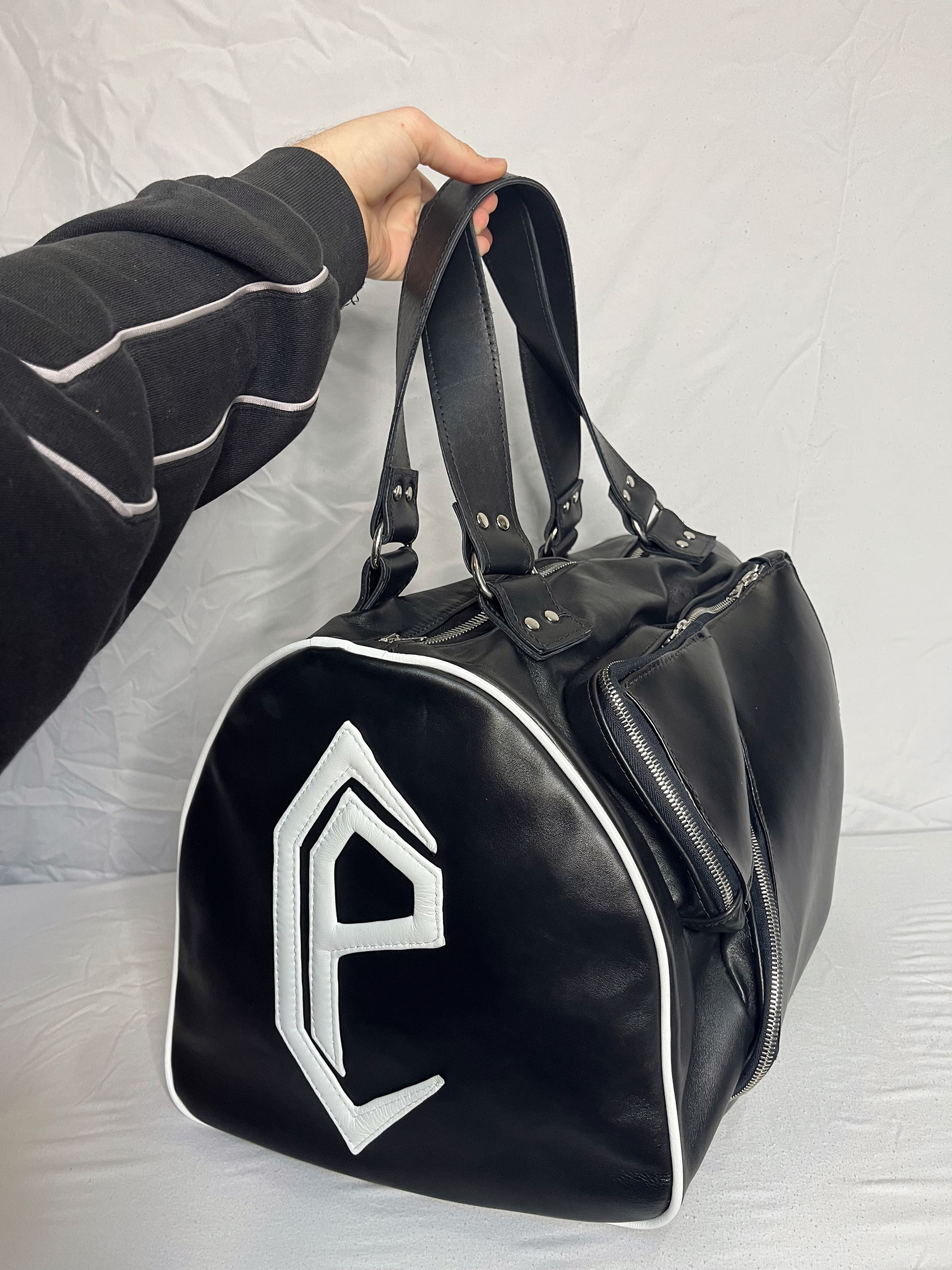 Moto duffle made with lambo leather