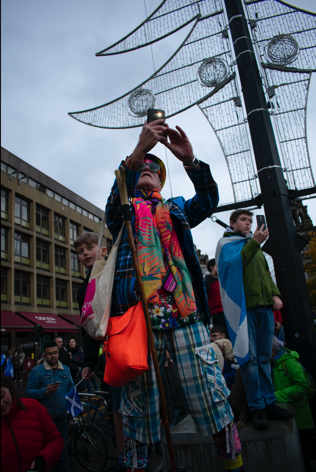 Pro independence Demonstrators young and old listening to the first ministers address. Sat. 2nd Nov. 2019. ©Ruaridh Hex