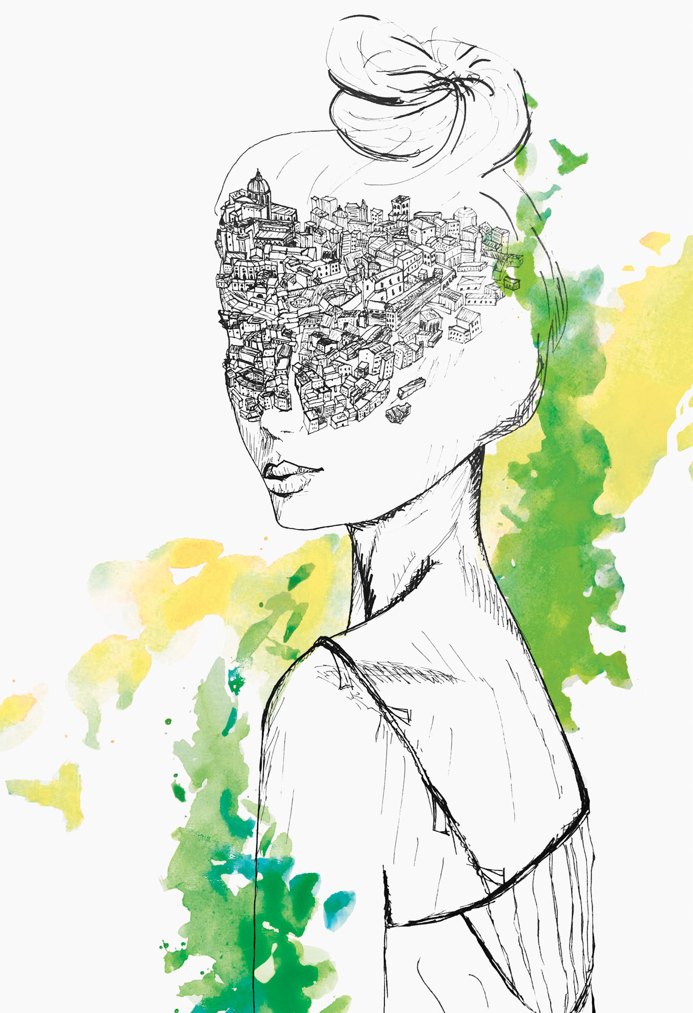 Girl (Pen/Watercolor)