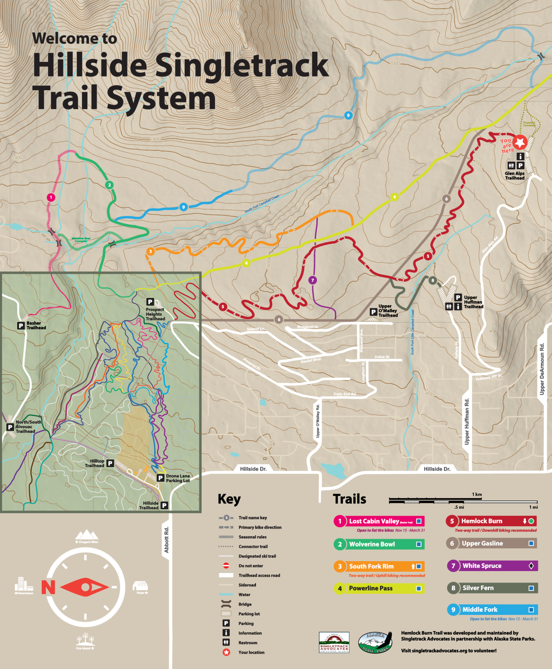 Hillside Singletrack map