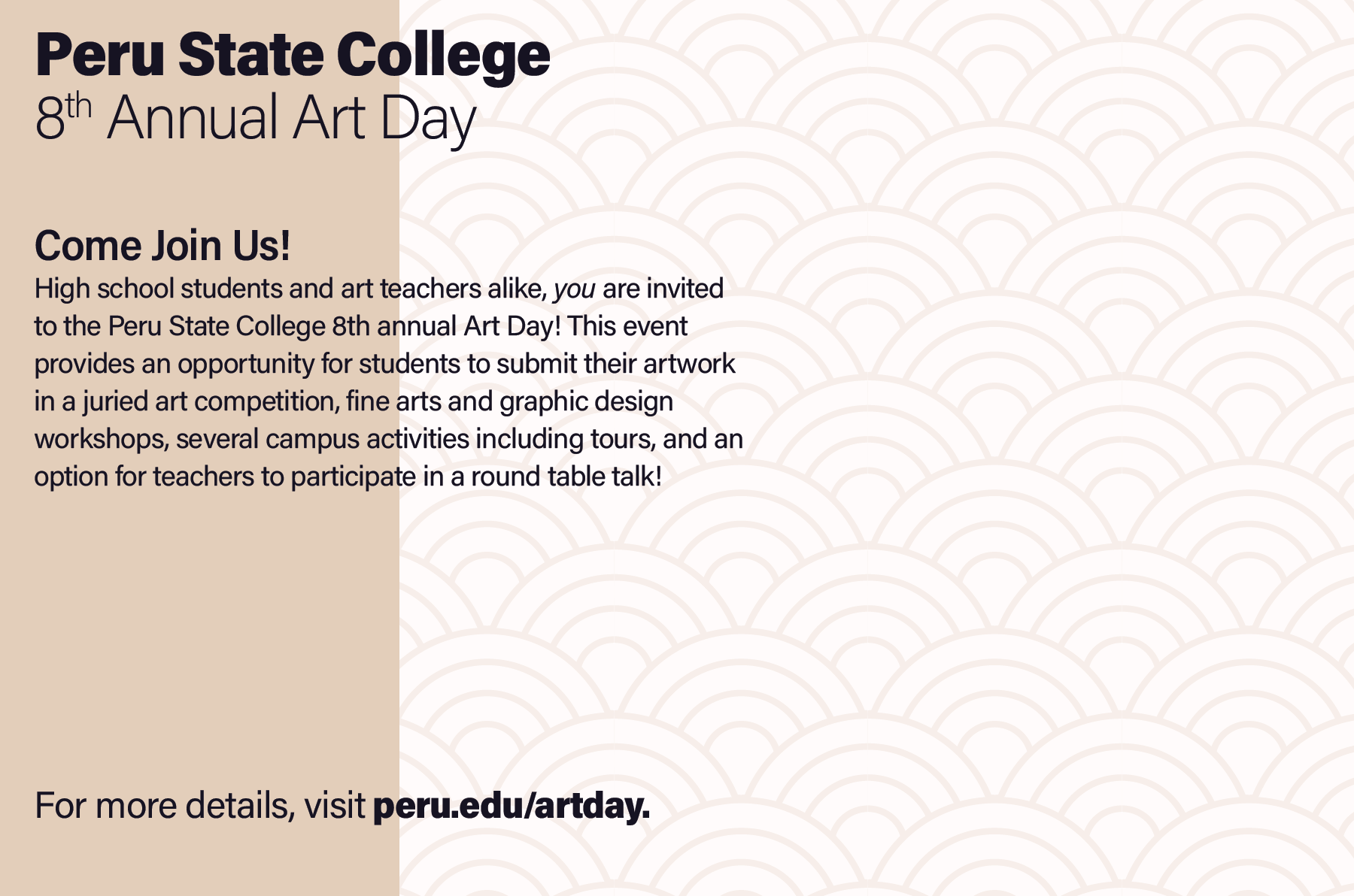 Peru State Art Day 2024, Postcard back, Adobe Illustrator.