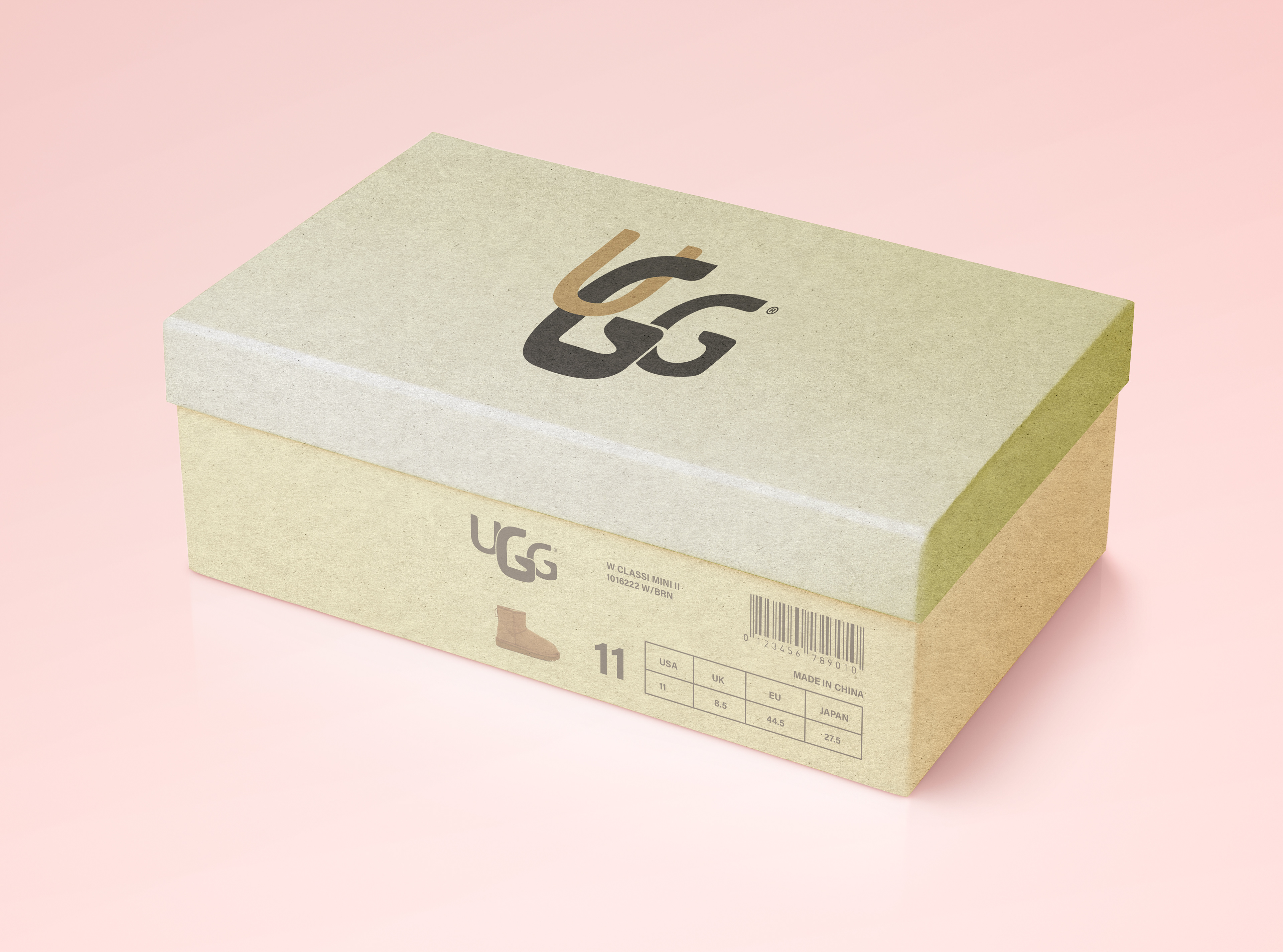 Tan Ugg Shoe Box W/ Secondary Logo
