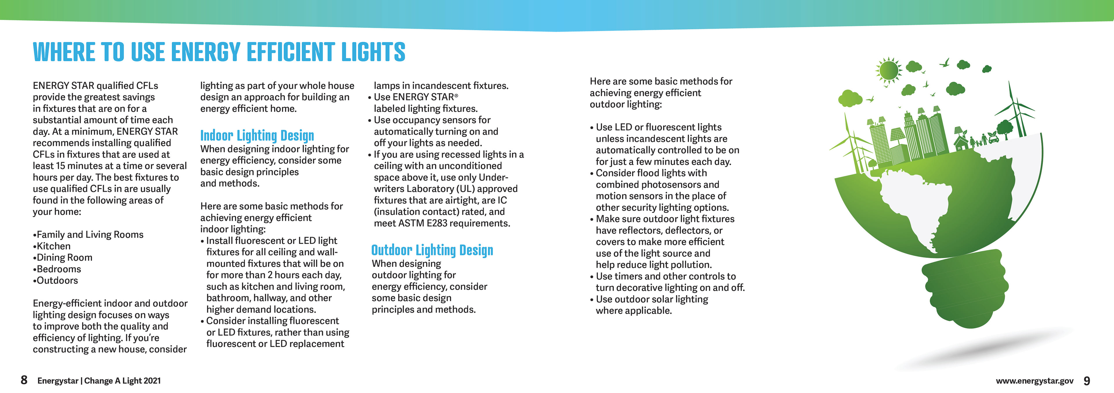 Brochure Energy Efficent Light Usage Page