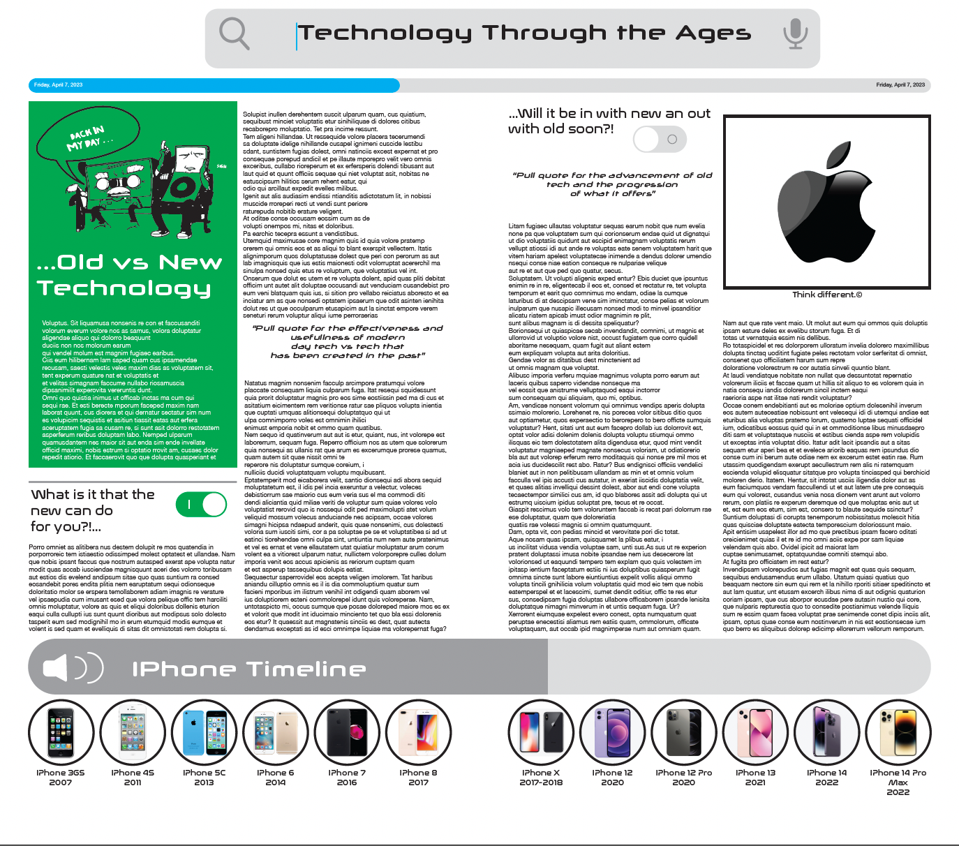 "Technology Through the Ages" Newspaper Article Concept