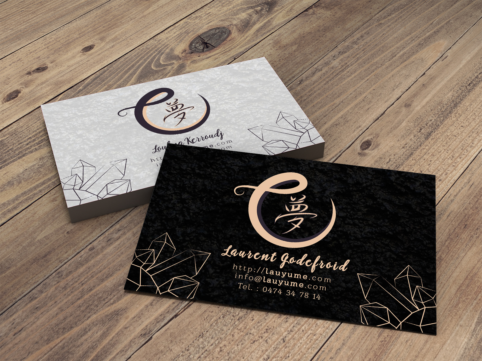 design mockup of a business card - meditation and lithotherapy