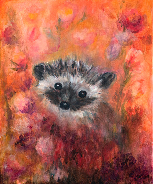 Siili ruusupuskassa (orginal artwork sold)