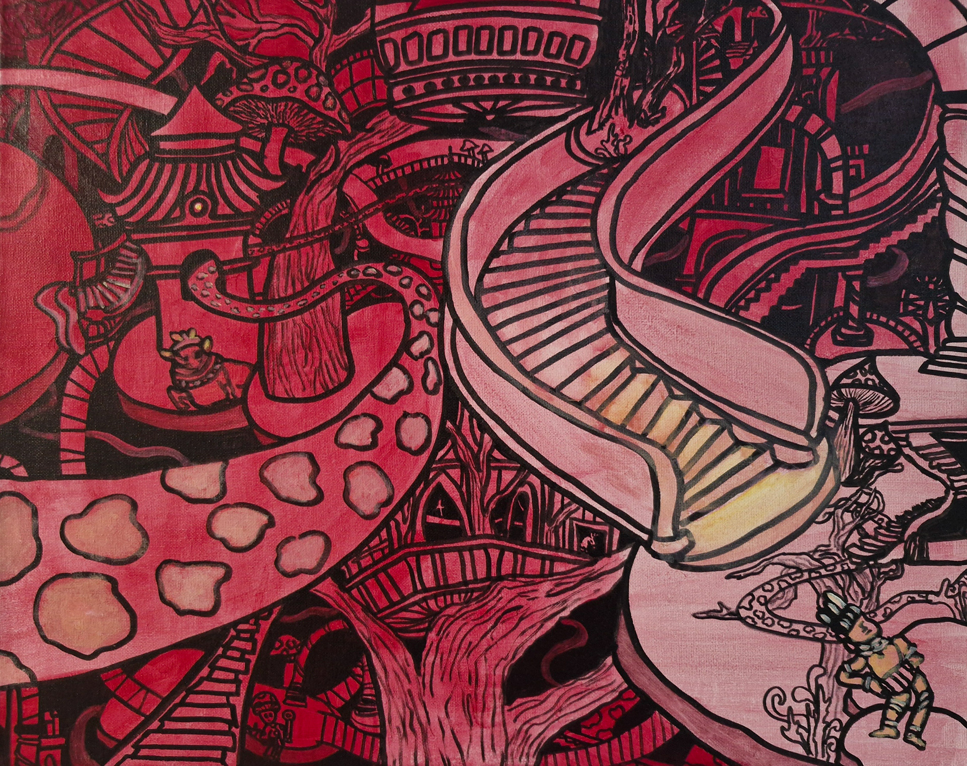 A Warm Reception; 2025; Markers and Acrylic on Canvas - 16x20