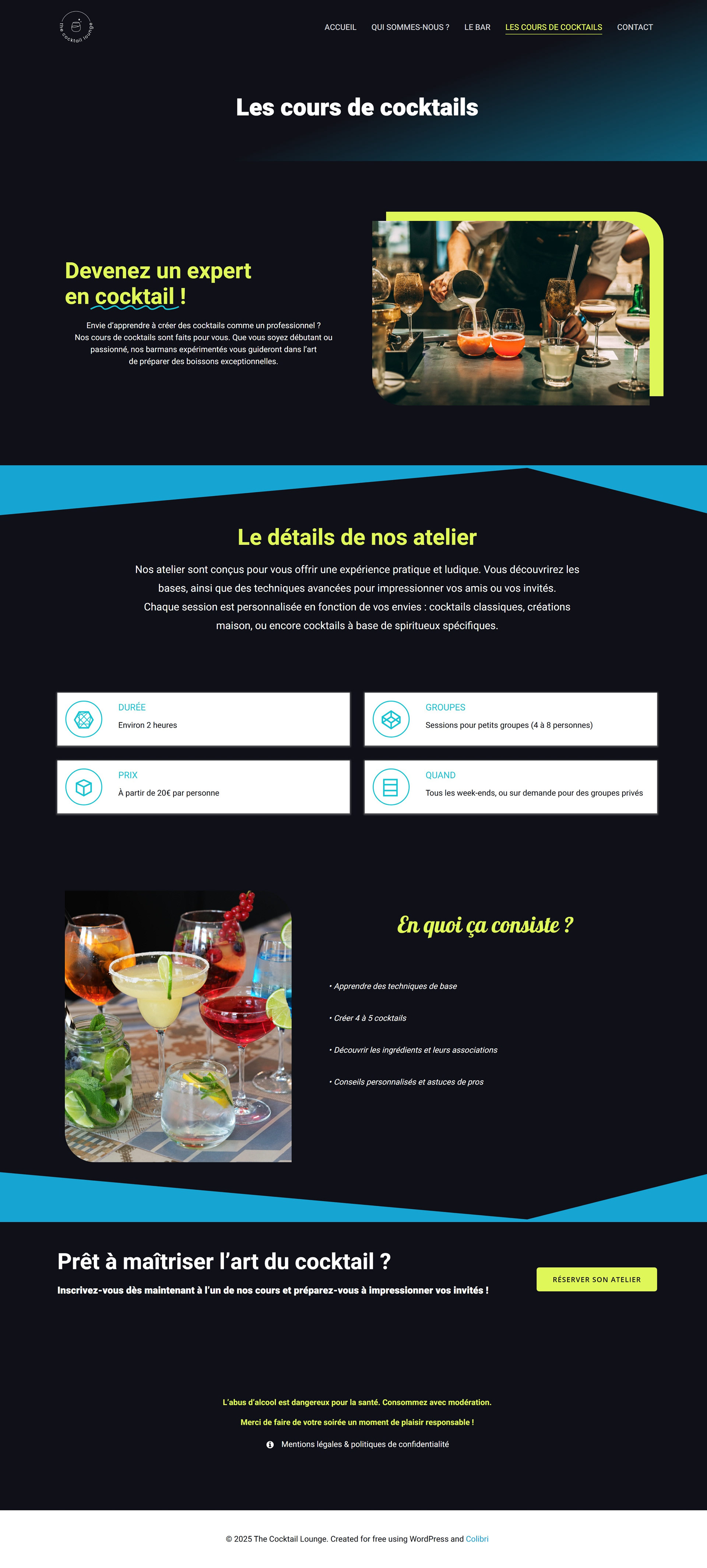 Page Les cours de cocktails