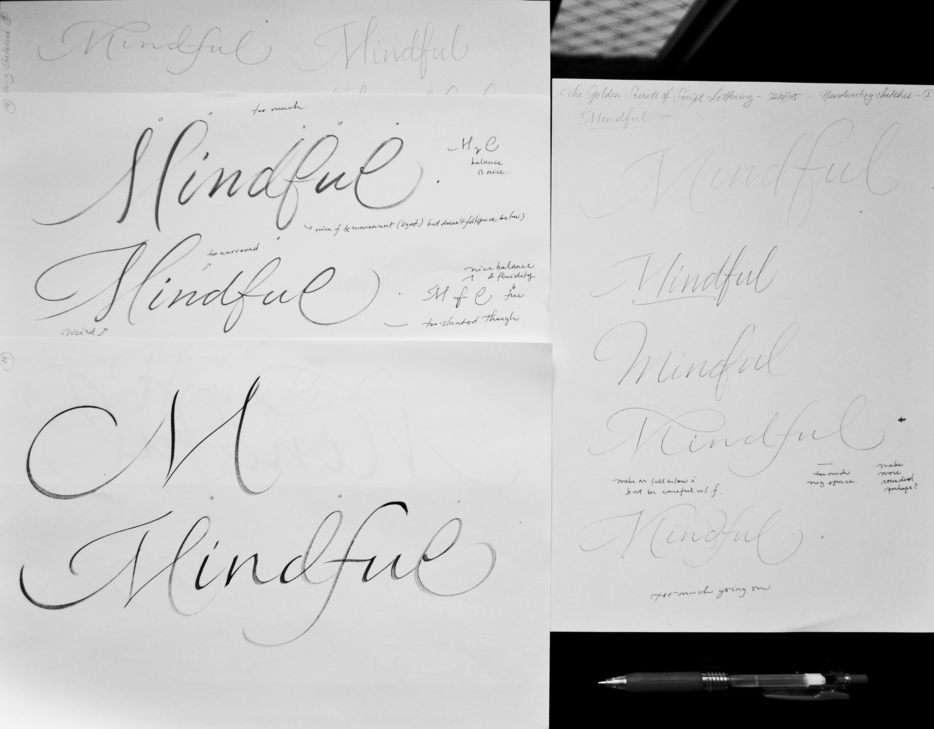 Aline Kaori - Calligraphy & Lettering - Mindful Script Lettering Process