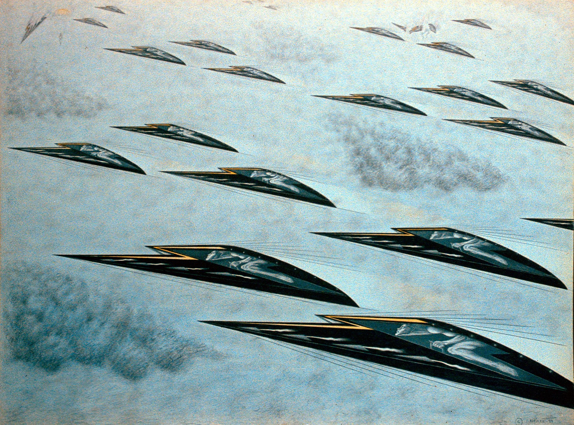 1944 - Flight  (graphite and color pencil)