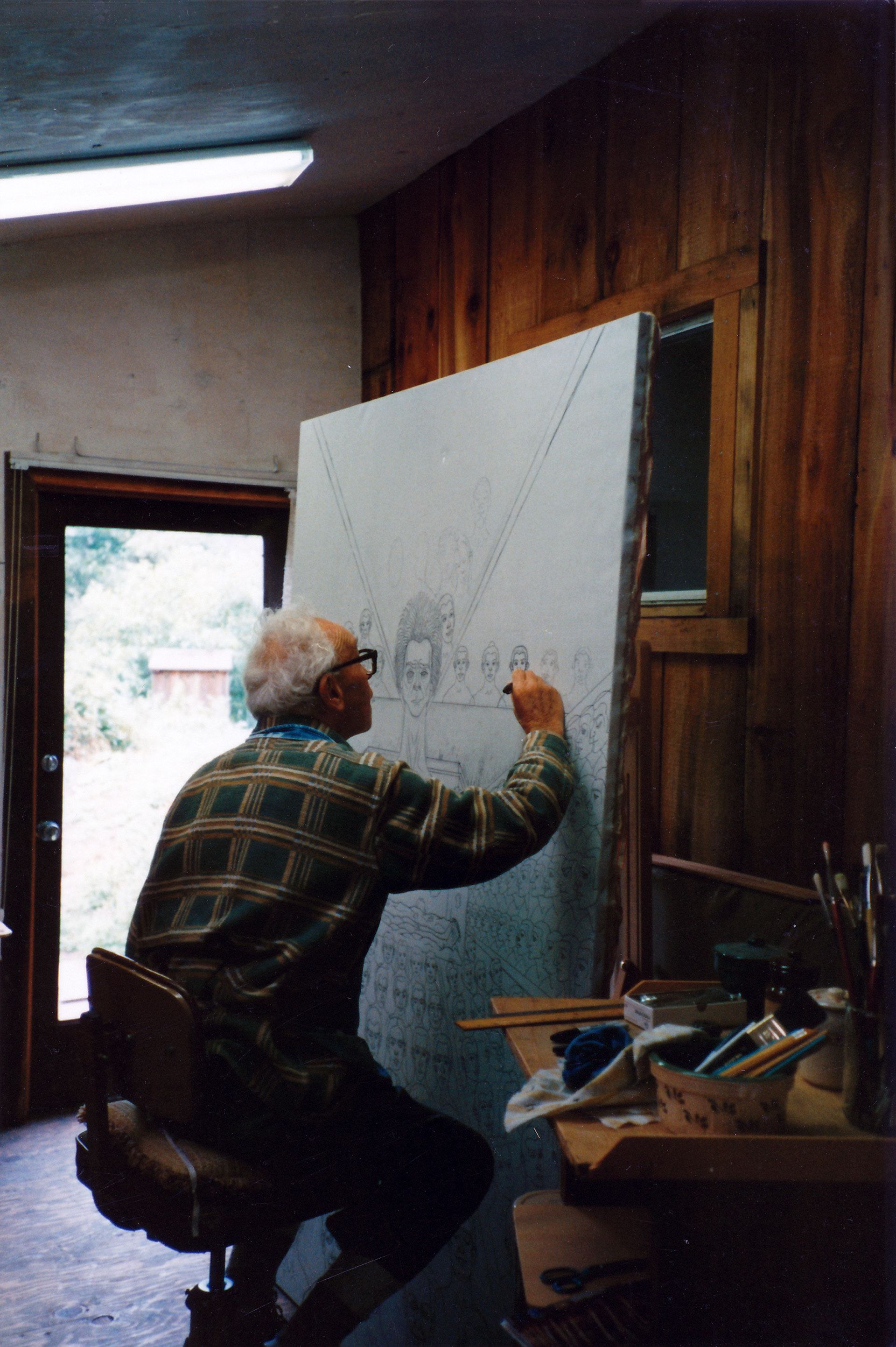 1989 - Irving working on final painting-01