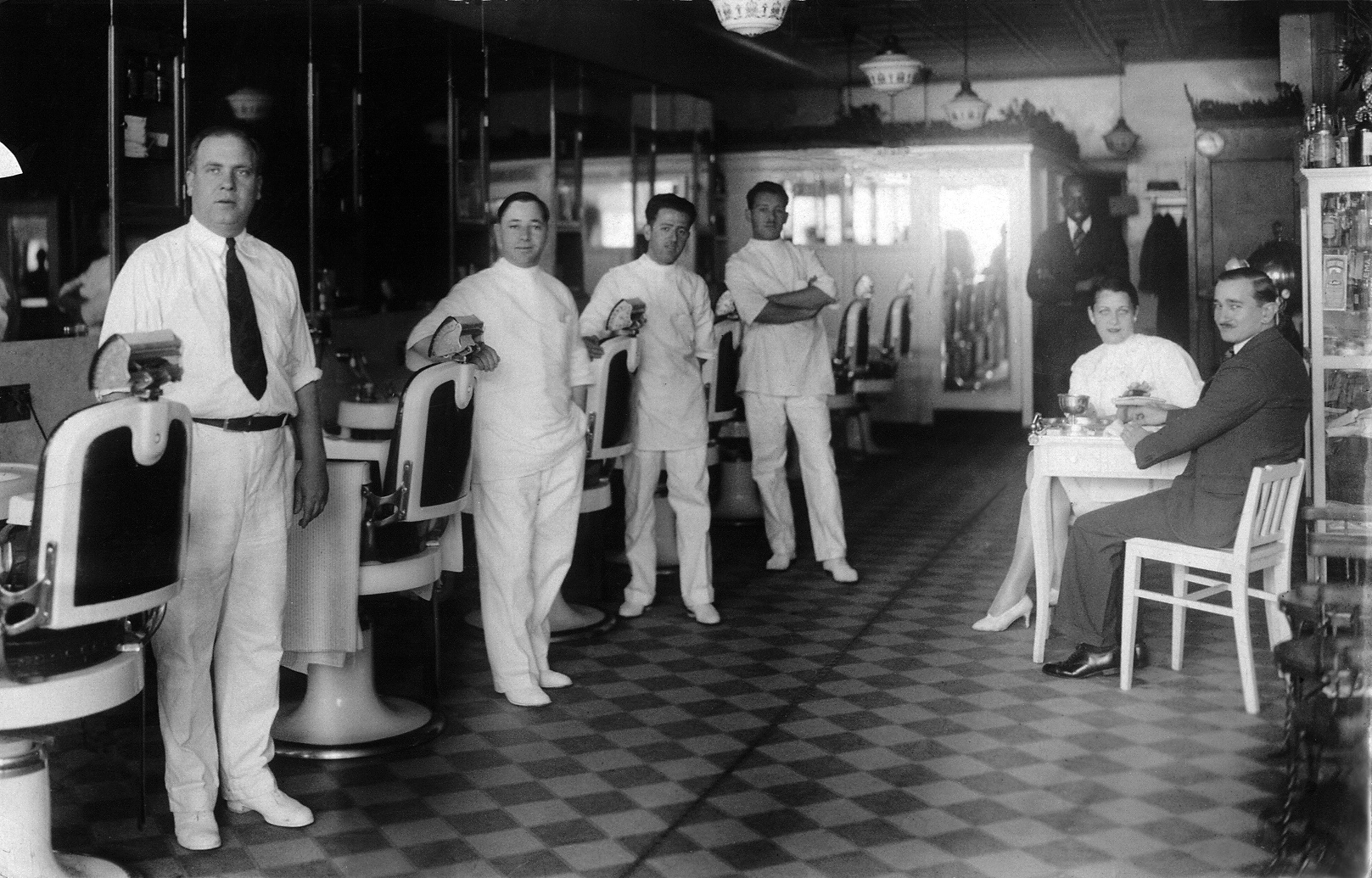 ca1930's - Irving working in barber shop, Lakewood, NJ