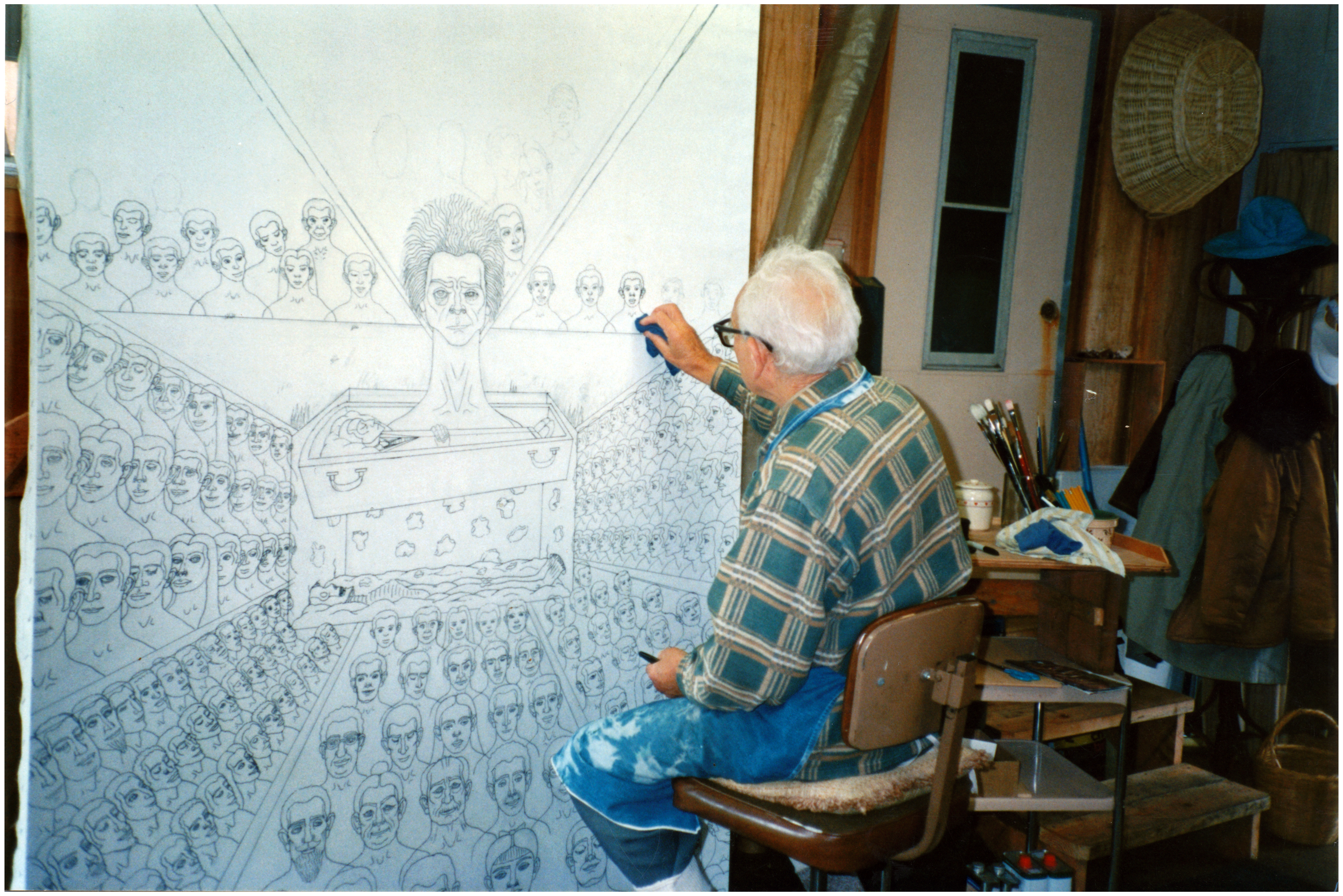 1989 - Irving working on final painting-02