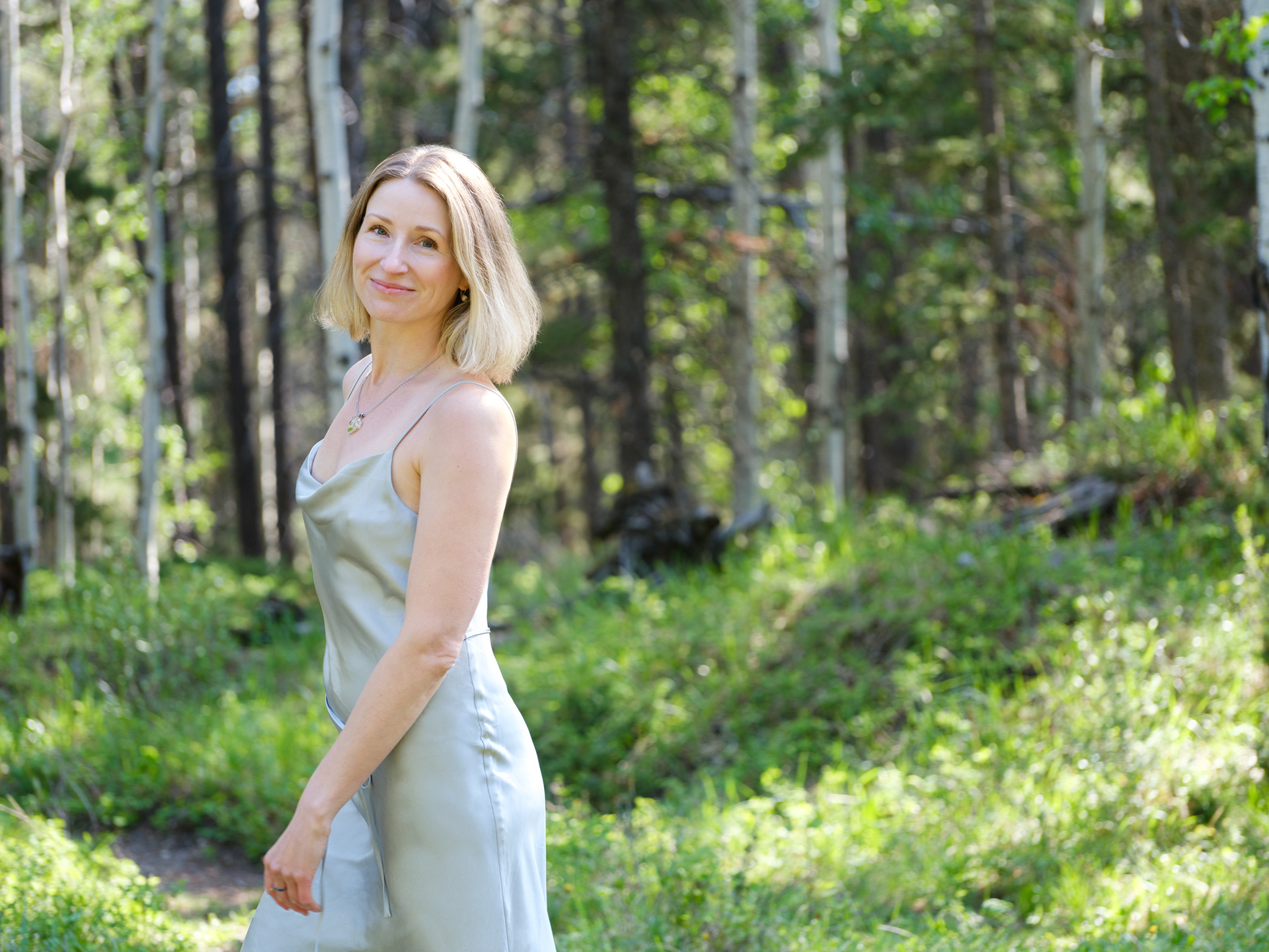A portrait of Maria from MariaLa jewelry, photographed near Canmore
