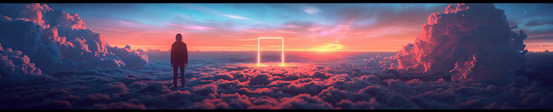 Man in the Sky with illuminated Square Image