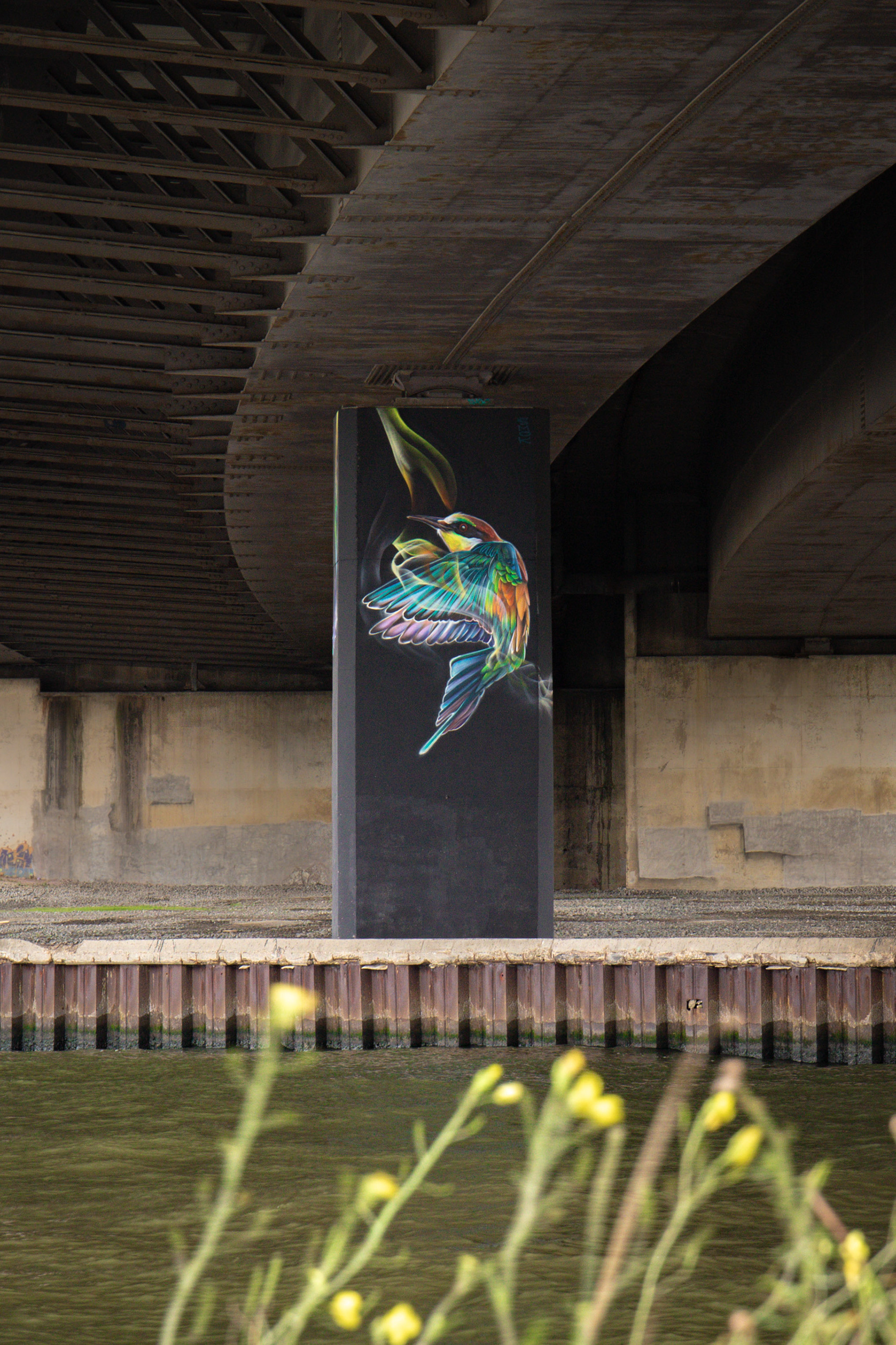 Mural, Bloom for change, painting of a bird