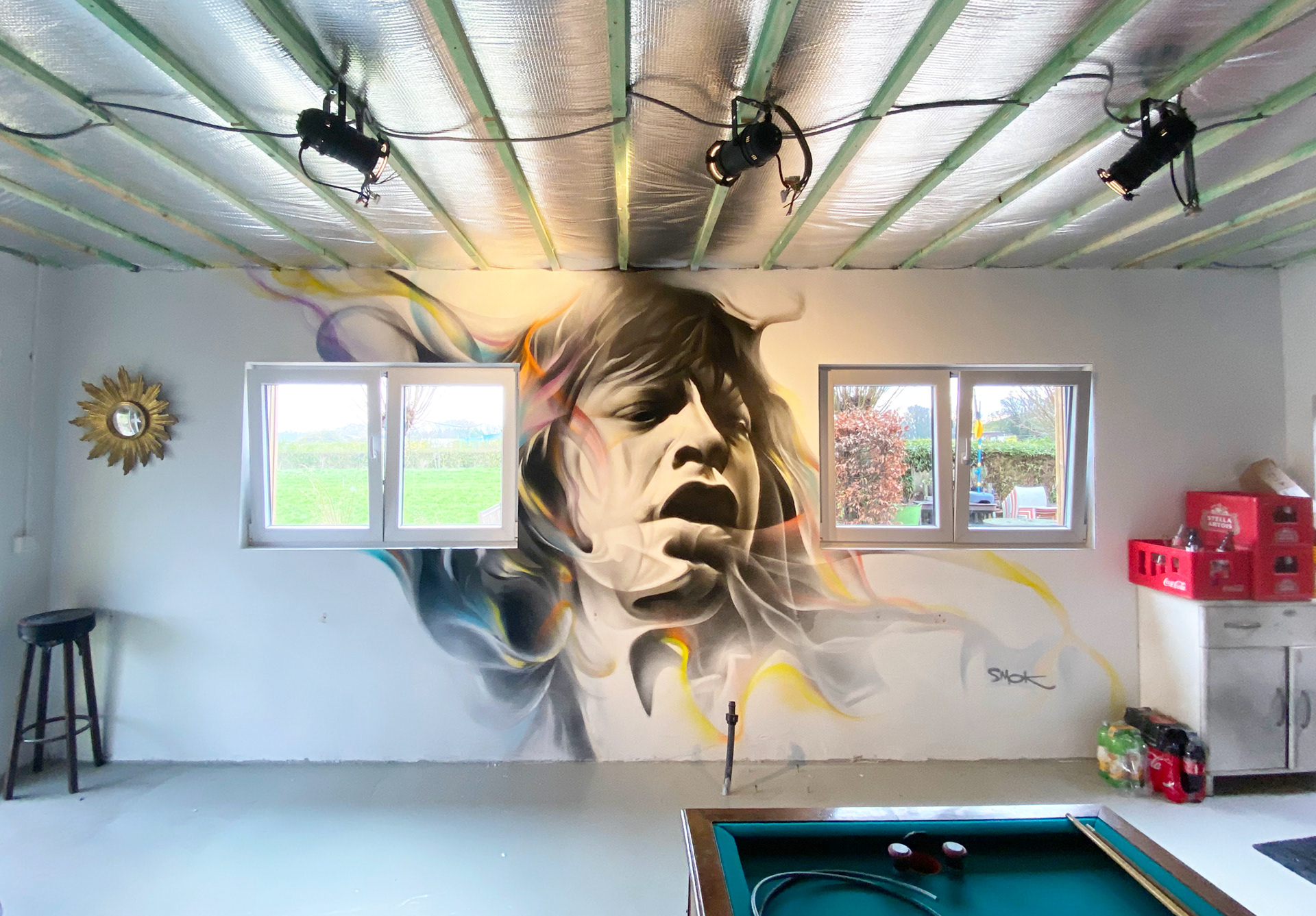 Graffiti-portret of Rolling Stone Mick Jagger