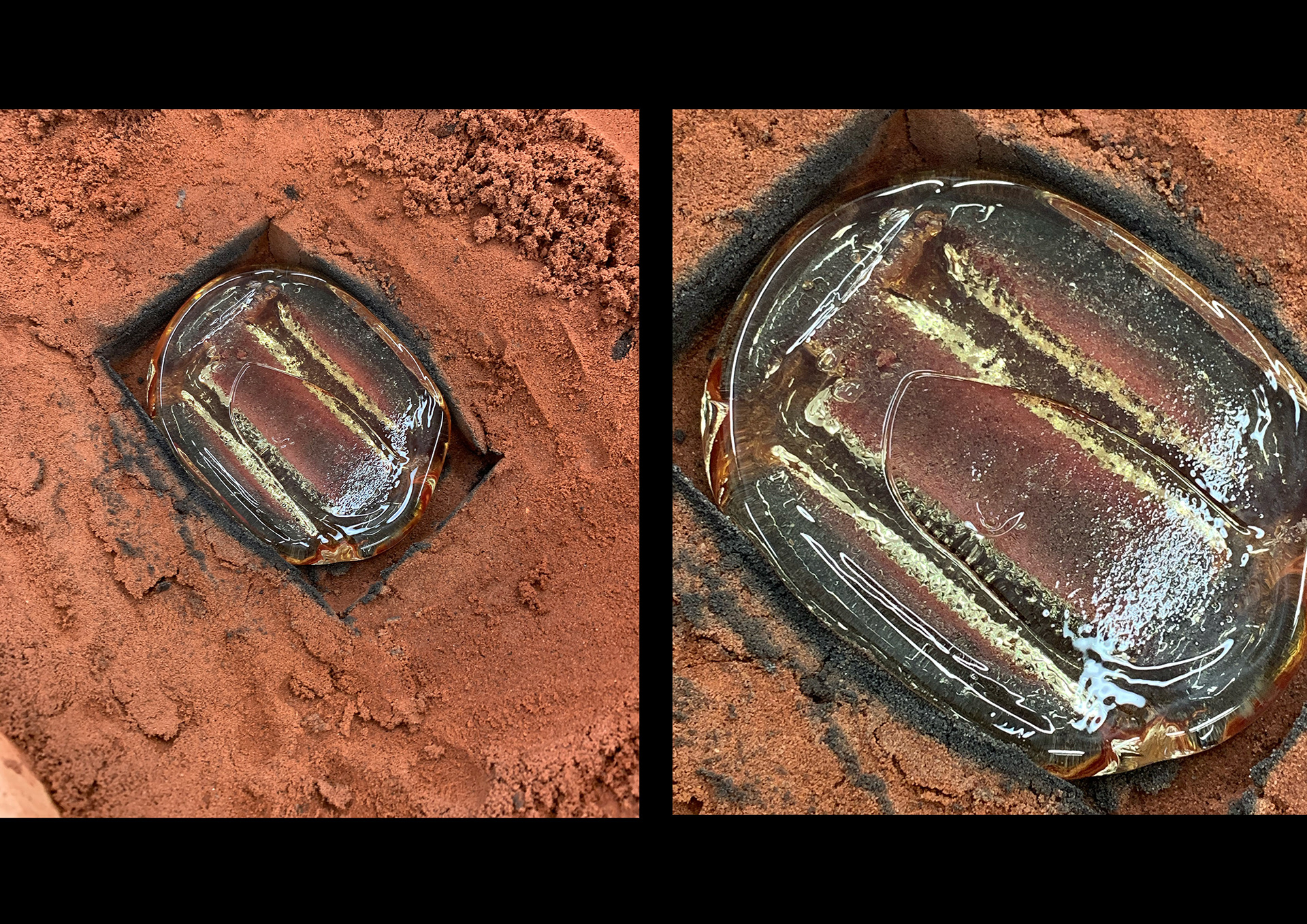 my samples of sandcasting bolts cooling of in the sand box