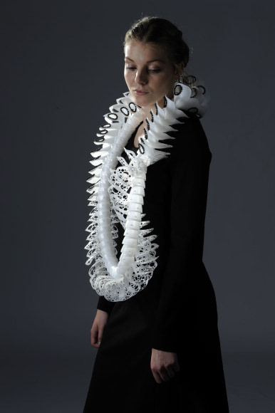 necklace, 2012, plastic jogurt bottles, onyx