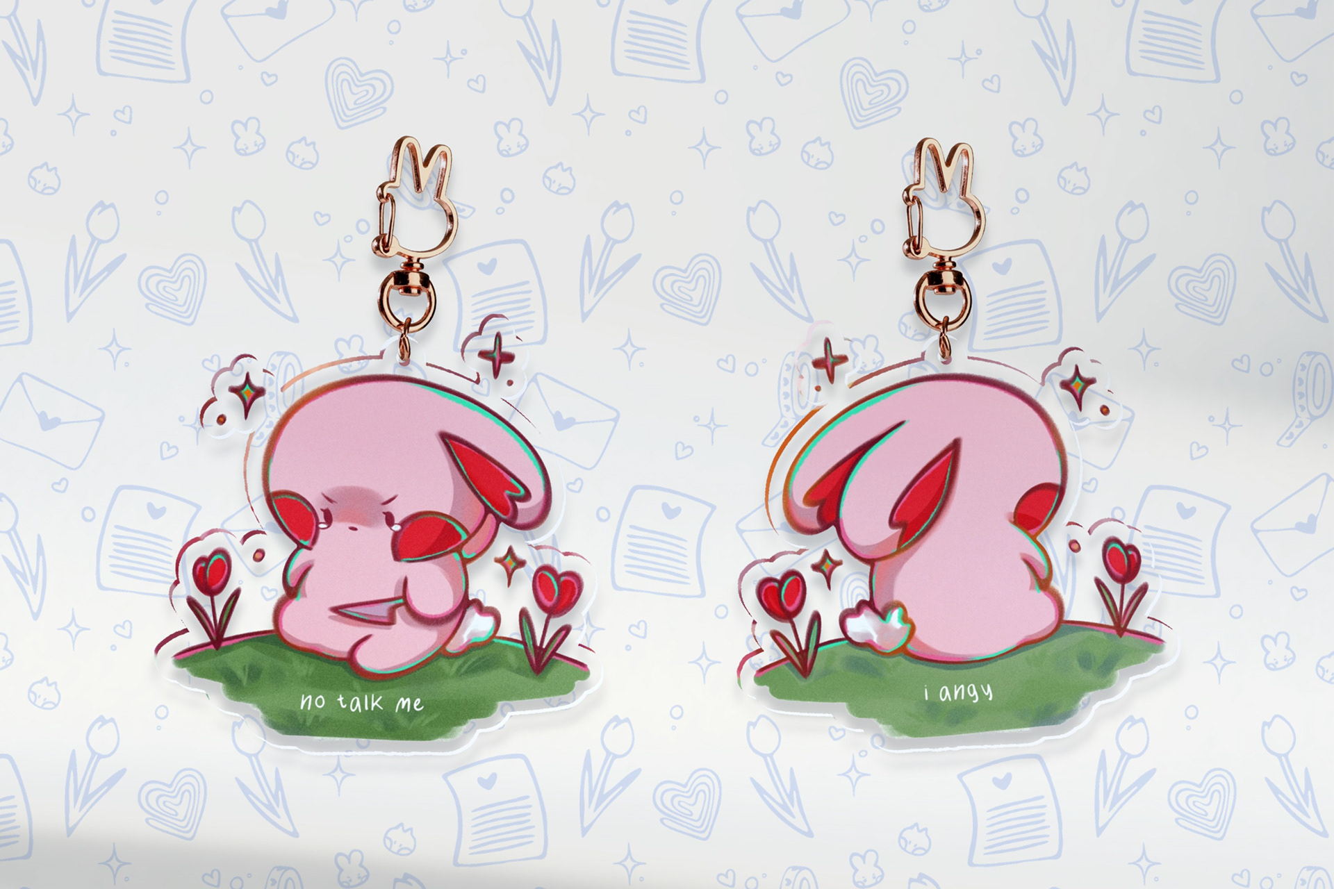No Talk Me I Angy Acrylic Keychain Front & Back