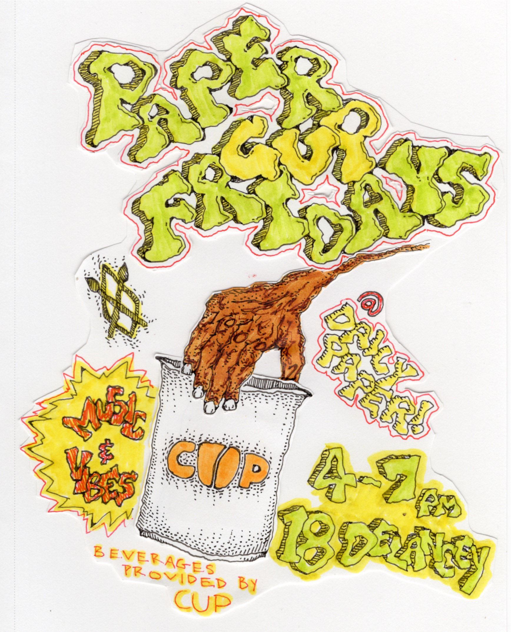 DAILY PAPER NY “PAPER CUP FRIDAYS” WEEKLY PARTY FLYER (2023) 