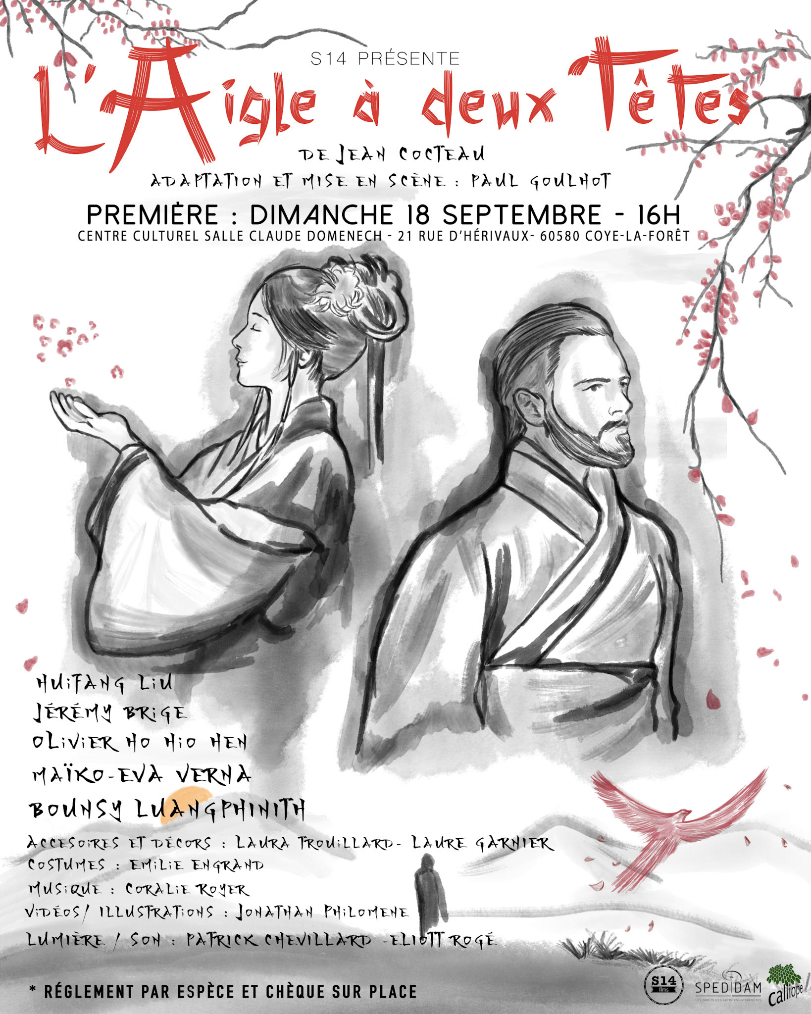 Affiche pour la pièce de théâtre " L'aigle à deux têtes" -2022 