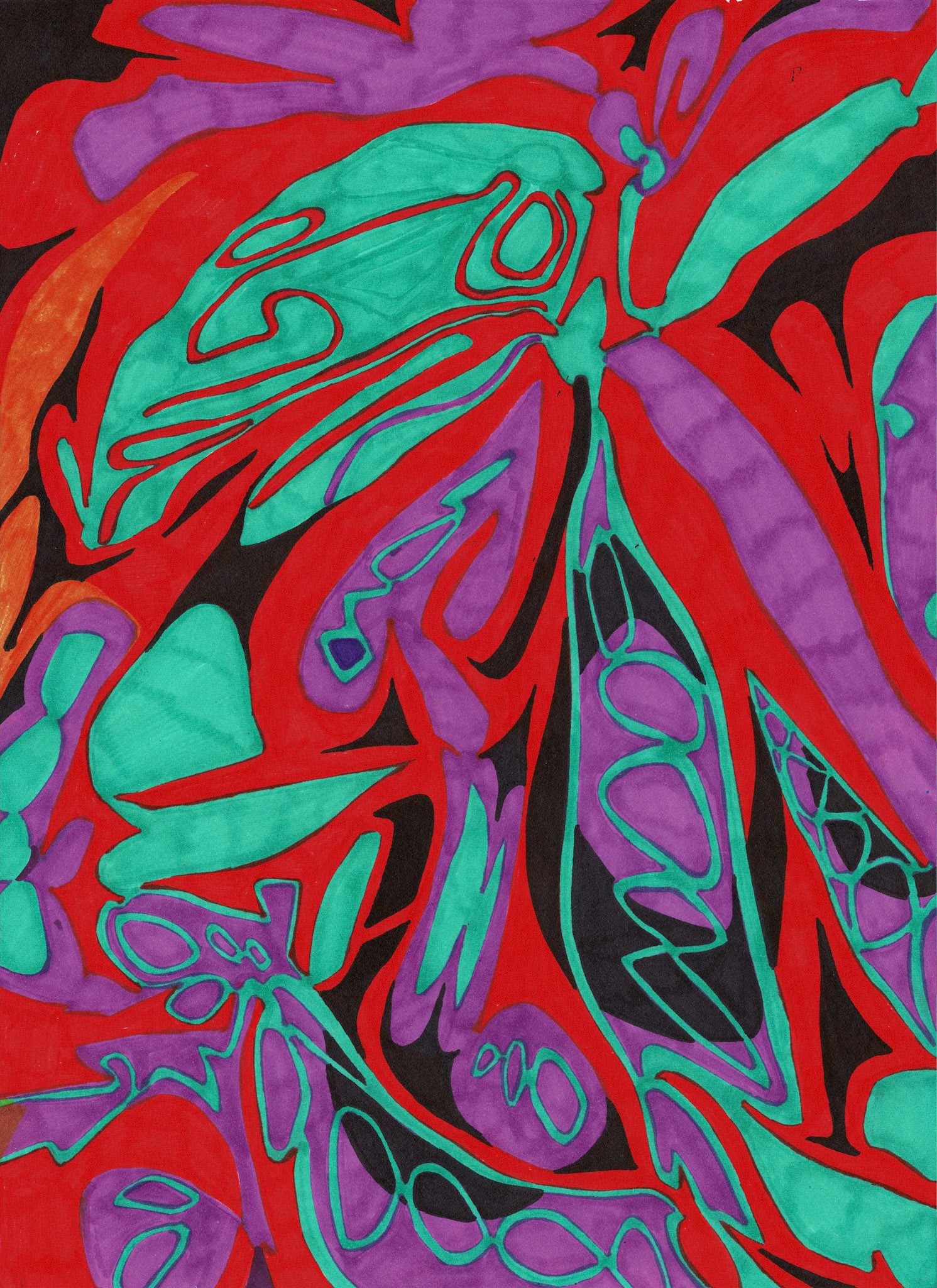 "Resistencias y aprendizajes del cuerpo". Plumón Sharpie sobre papel Fabriano Accademia 200 gm2. 20,9 x 28,7 cm.