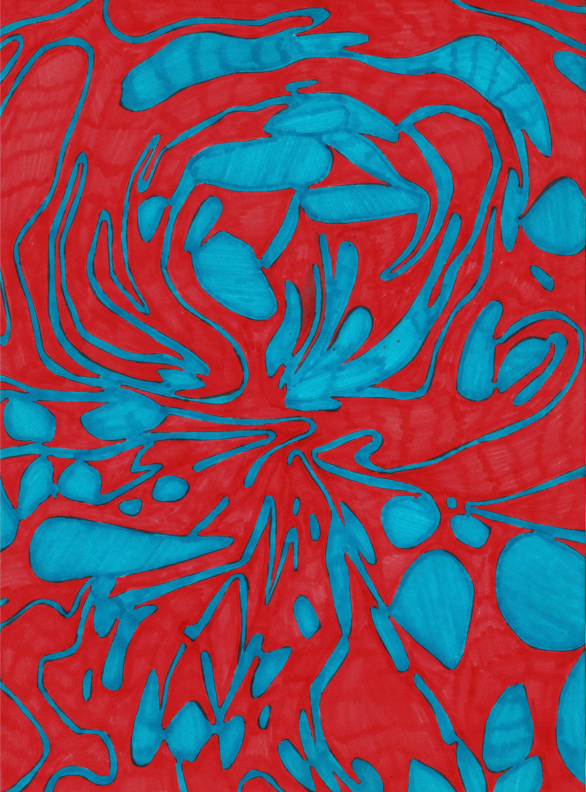 "De cuando me fui de mi casa" (2020). Plumones Sharpie sobre papel Canson Extra-Blanc 90 gm, 21x28,2 cms.