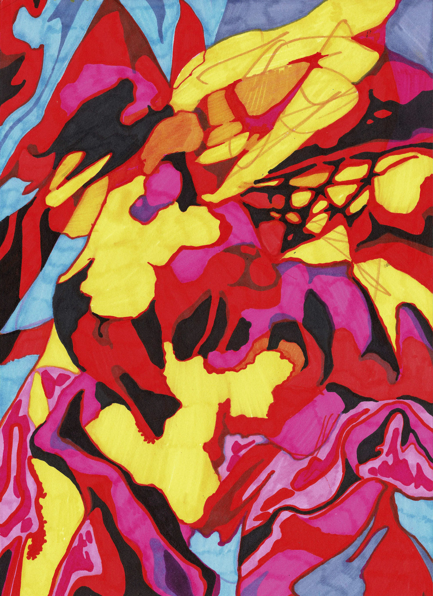 "Resistencias y aprendizajes del cuerpo". Plumón Sharpie sobre papel Fabriano Accademia 200 gm2. 20,9 x 28,7 cm.