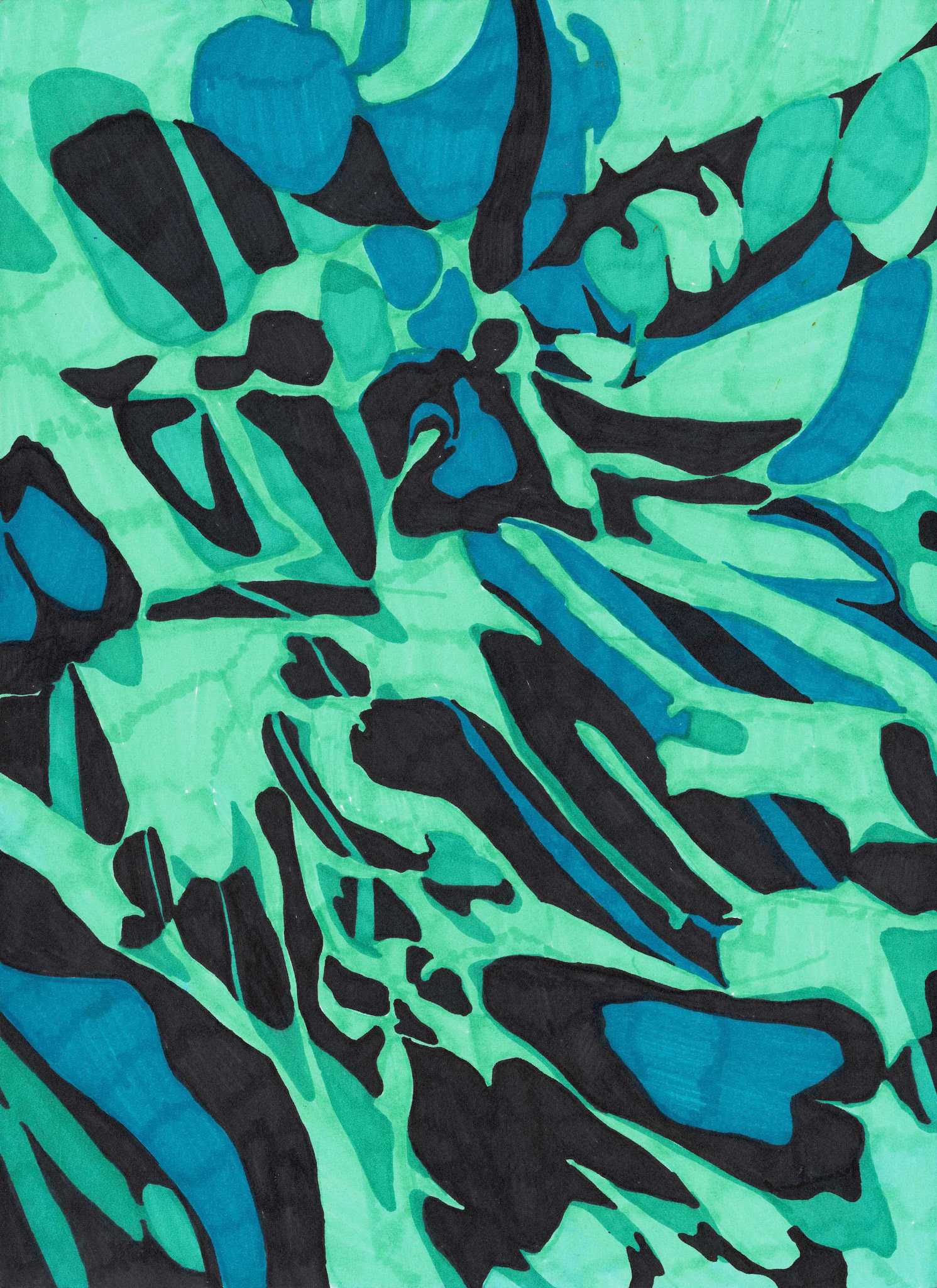 "Resistencias y aprendizajes del cuerpo". Plumón Sharpie sobre papel Fabriano Accademia 200 gm2. 20,9 x 28,7 cm.