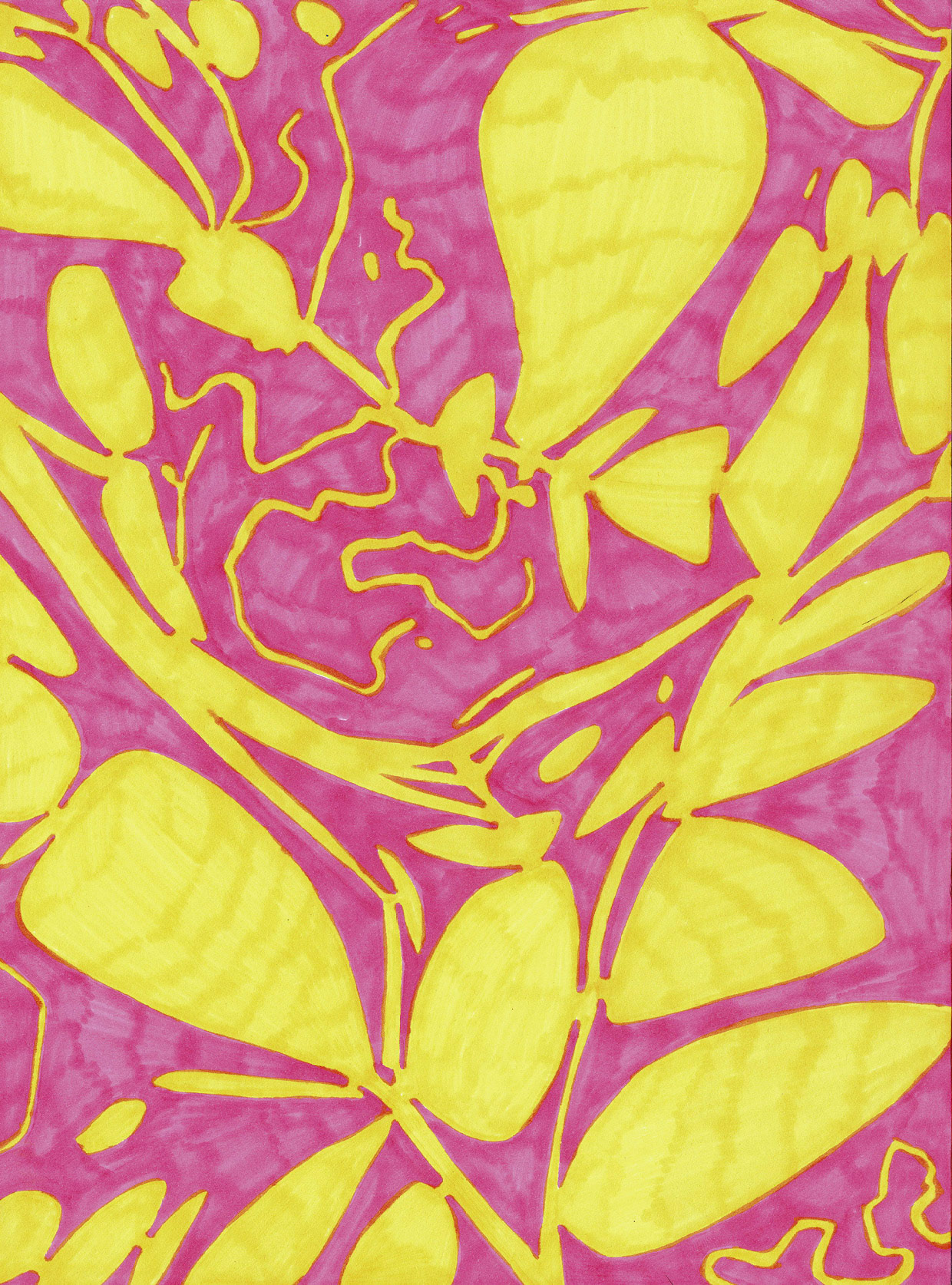 "De cuando me fui de mi casa" (2020). Plumones Sharpie sobre papel Canson Extra-Blanc 90 gm, 21x28,2 cms.