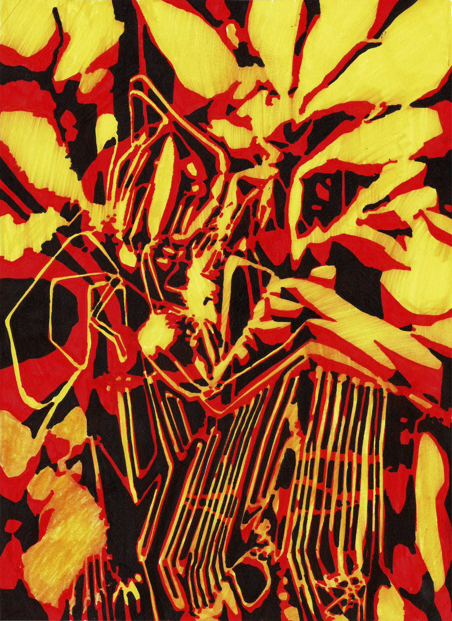 "Resistencias y aprendizajes del cuerpo". Plumón Sharpie sobre papel Fabriano Accademia 200 gm2. 20,9 x 28,7 cm.