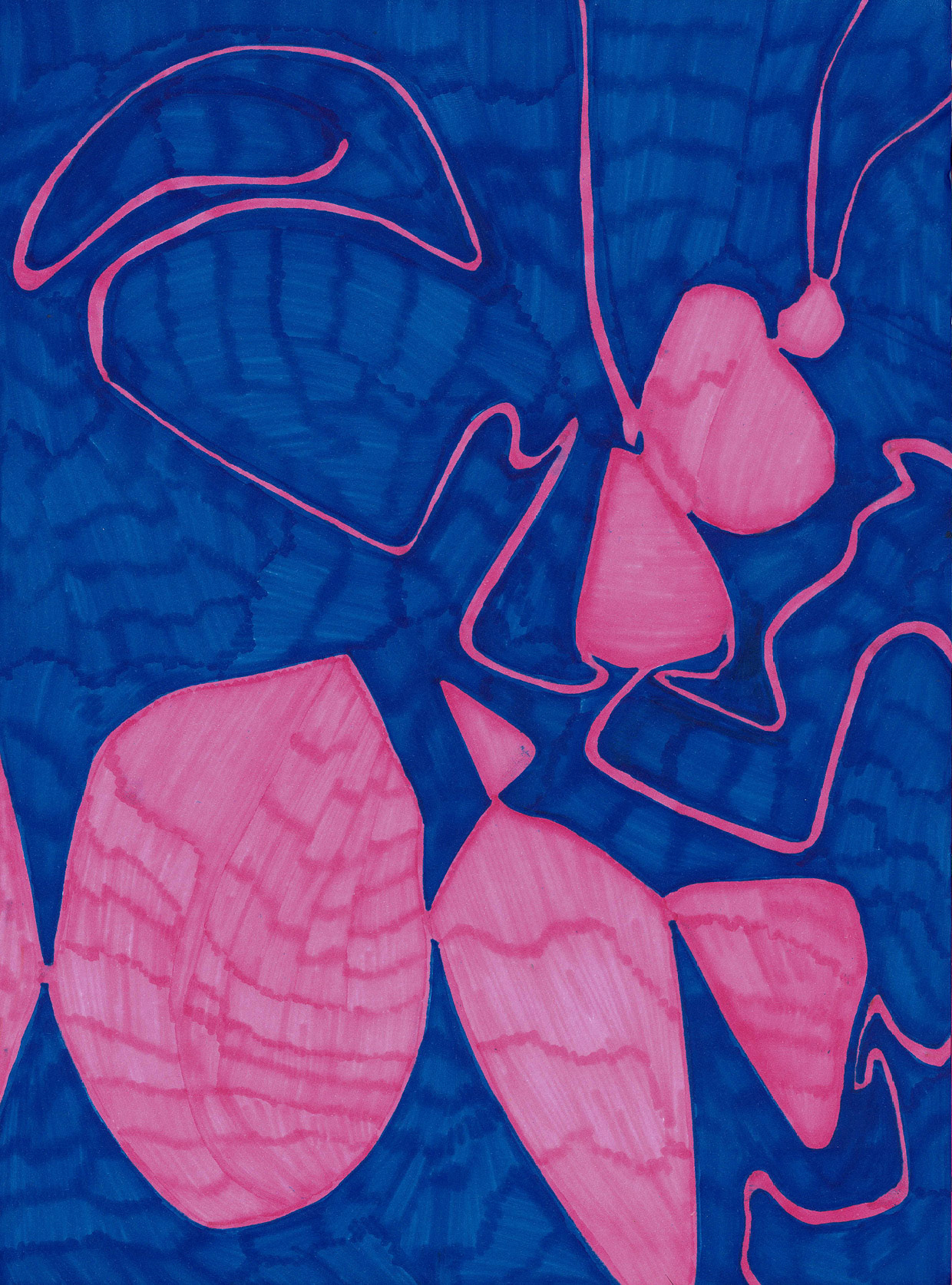 "De cuando me fui de mi casa" (2020). Plumones Sharpie sobre papel Canson Extra-Blanc 90 gm, 21x28,2 cms.