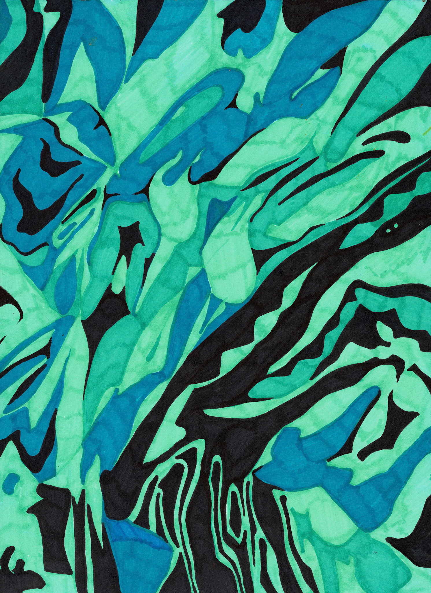 "Resistencias y aprendizajes del cuerpo". Plumón Sharpie sobre papel Fabriano Accademia 200 gm2. 20,9 x 28,7 cm.