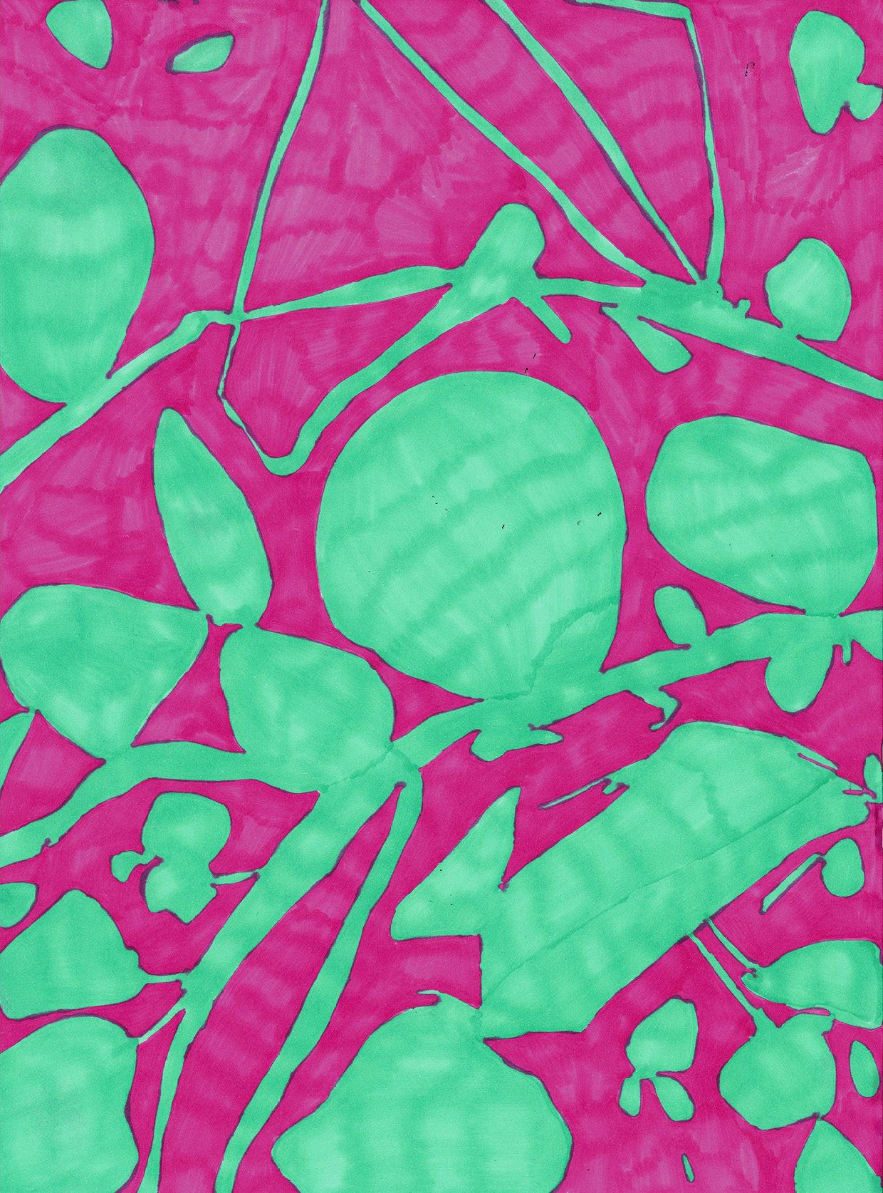 "De cuando me fui de mi casa" (2020). Plumones Sharpie sobre papel Canson Extra-Blanc 90 gm, 21x28,2 cms.