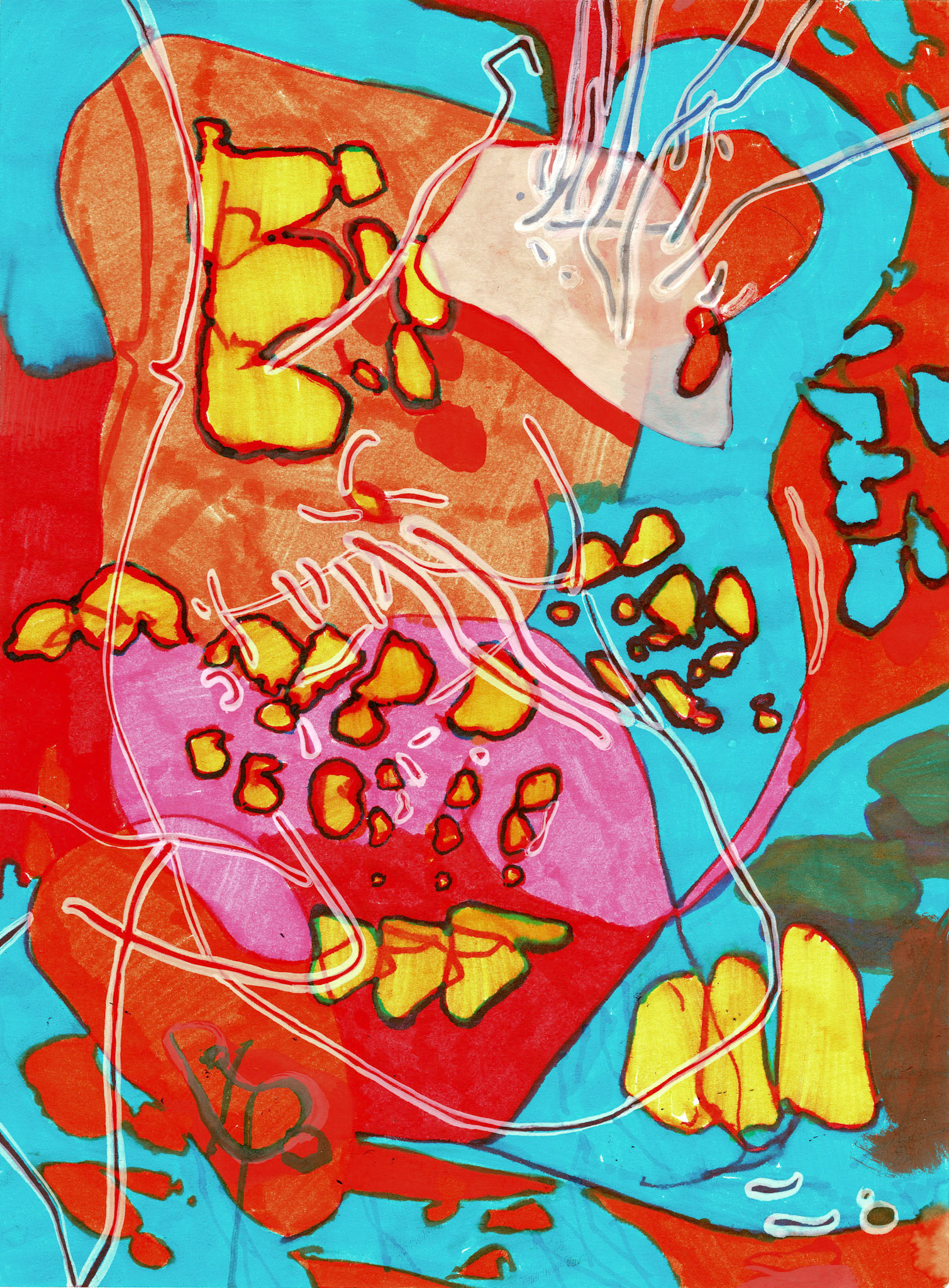 "De mi necesidad de hablar con alguien" (2019). Plumón y Sakura Poster Color sobre papel Canson Extra-Blanc. 21 x 28,3 cm (90 g/m2)