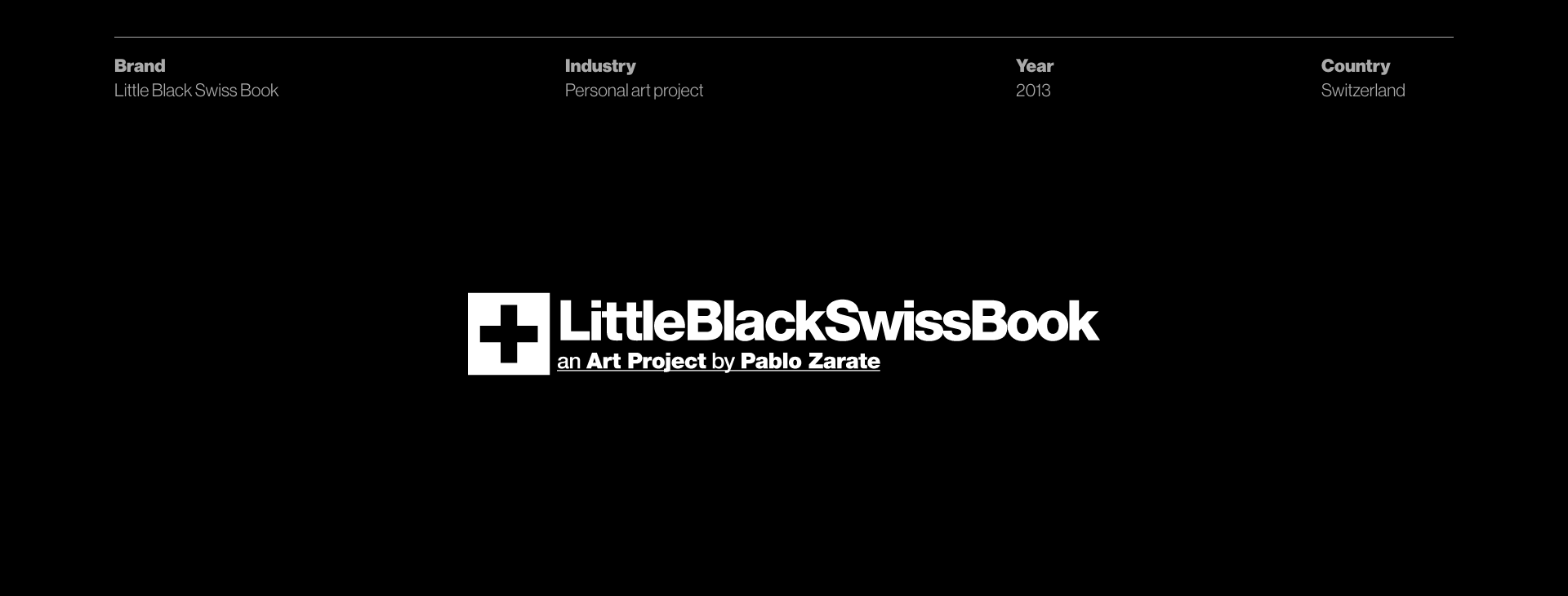 Little Black Swiss Book. An art project by Pablo Zarate.