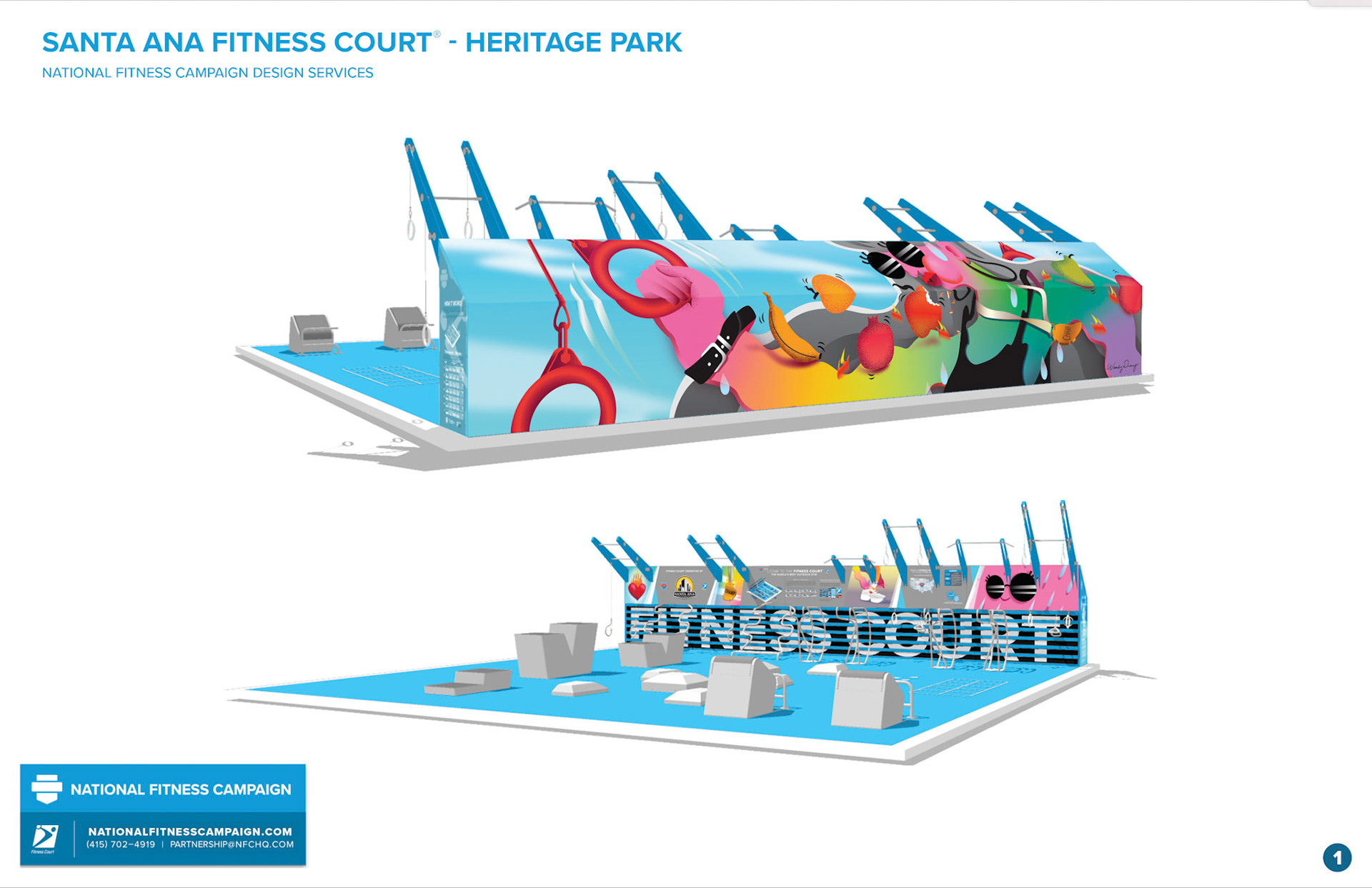 (Preview) “EveryBody”, digital art for Santa Ana fitness mural courts, 2021