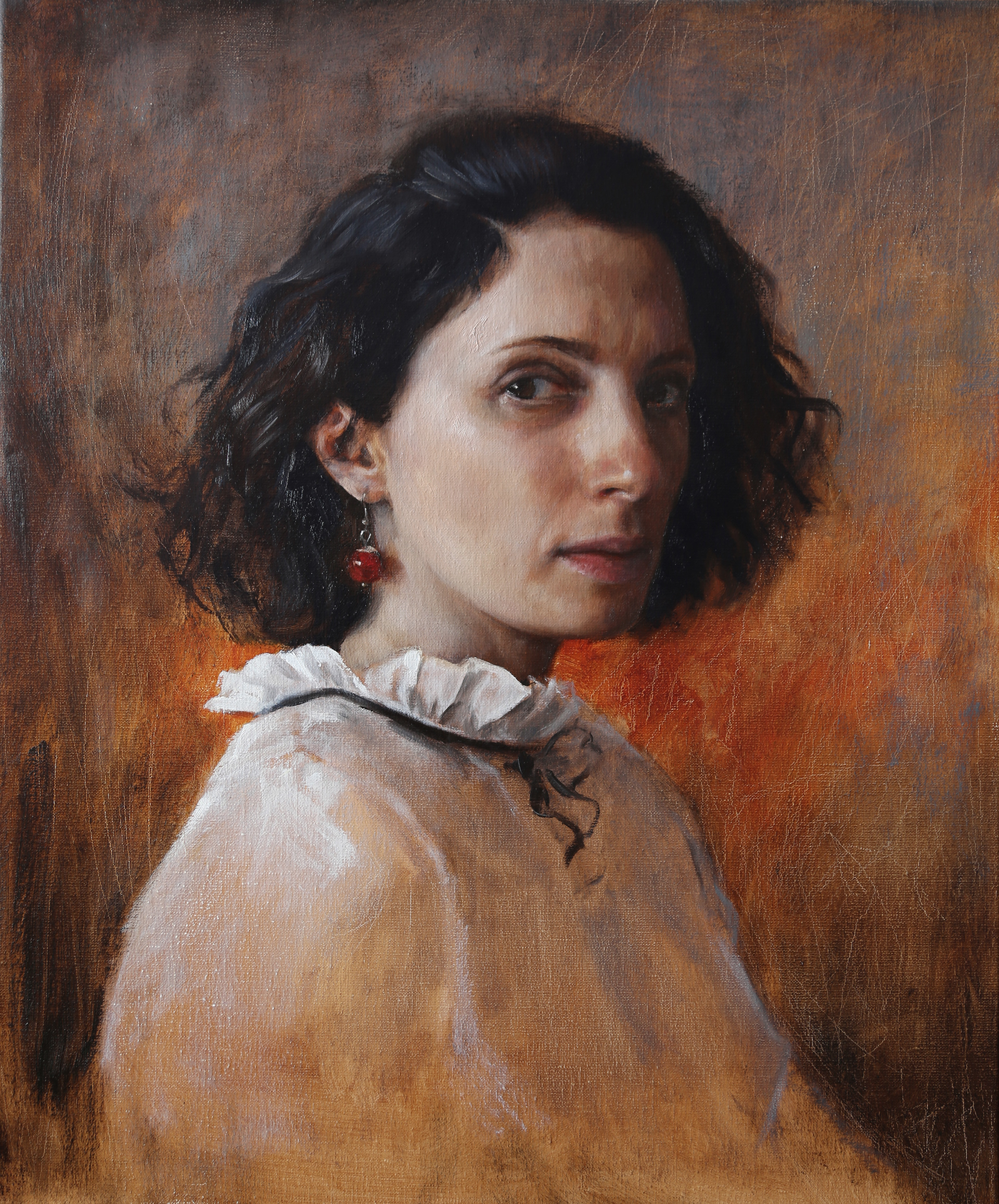 Anxiety. Self Portrait. 60x50. Oil on linen.