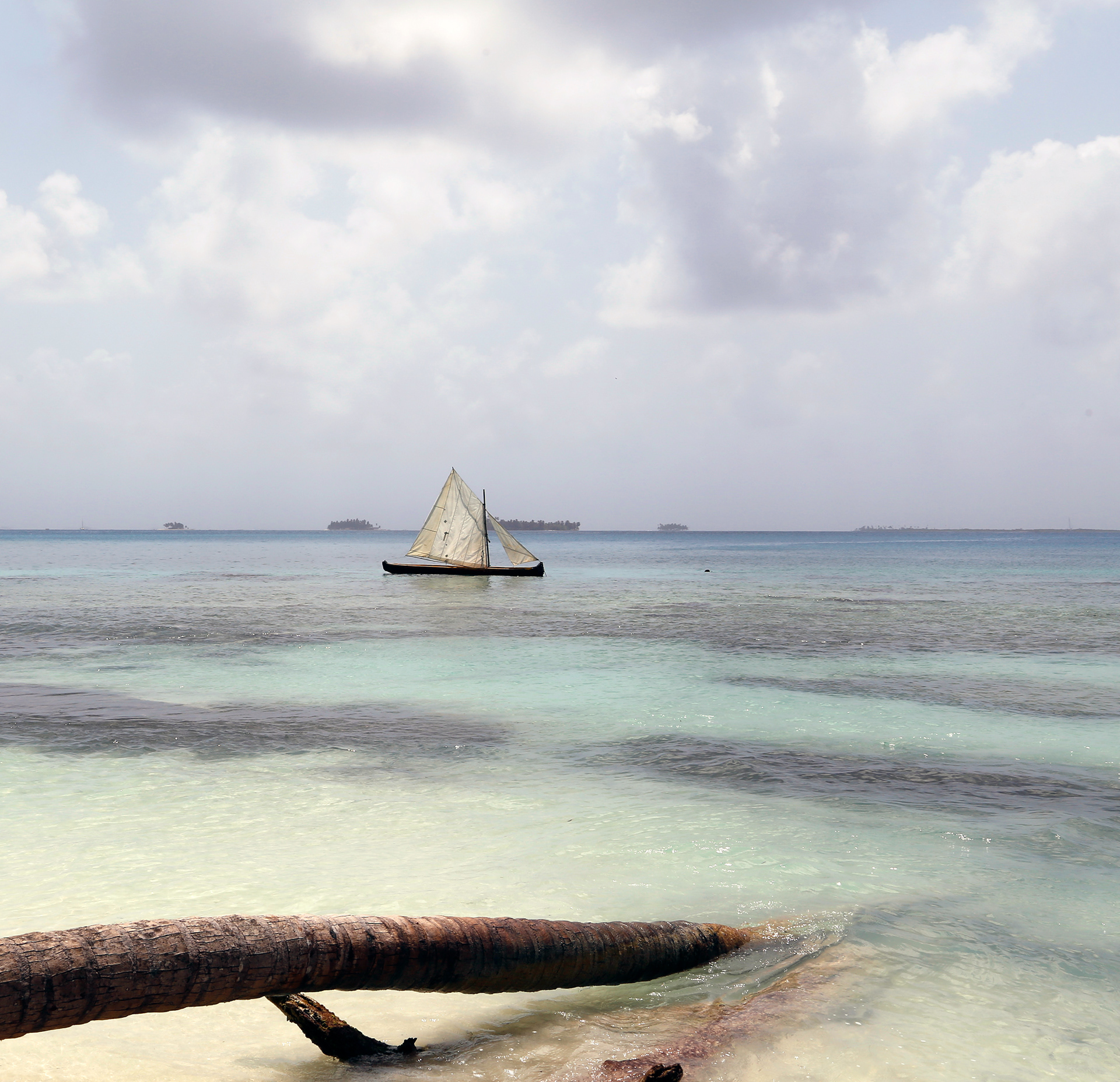 lonely sailboat in the caribbean sea off the coast of Panama