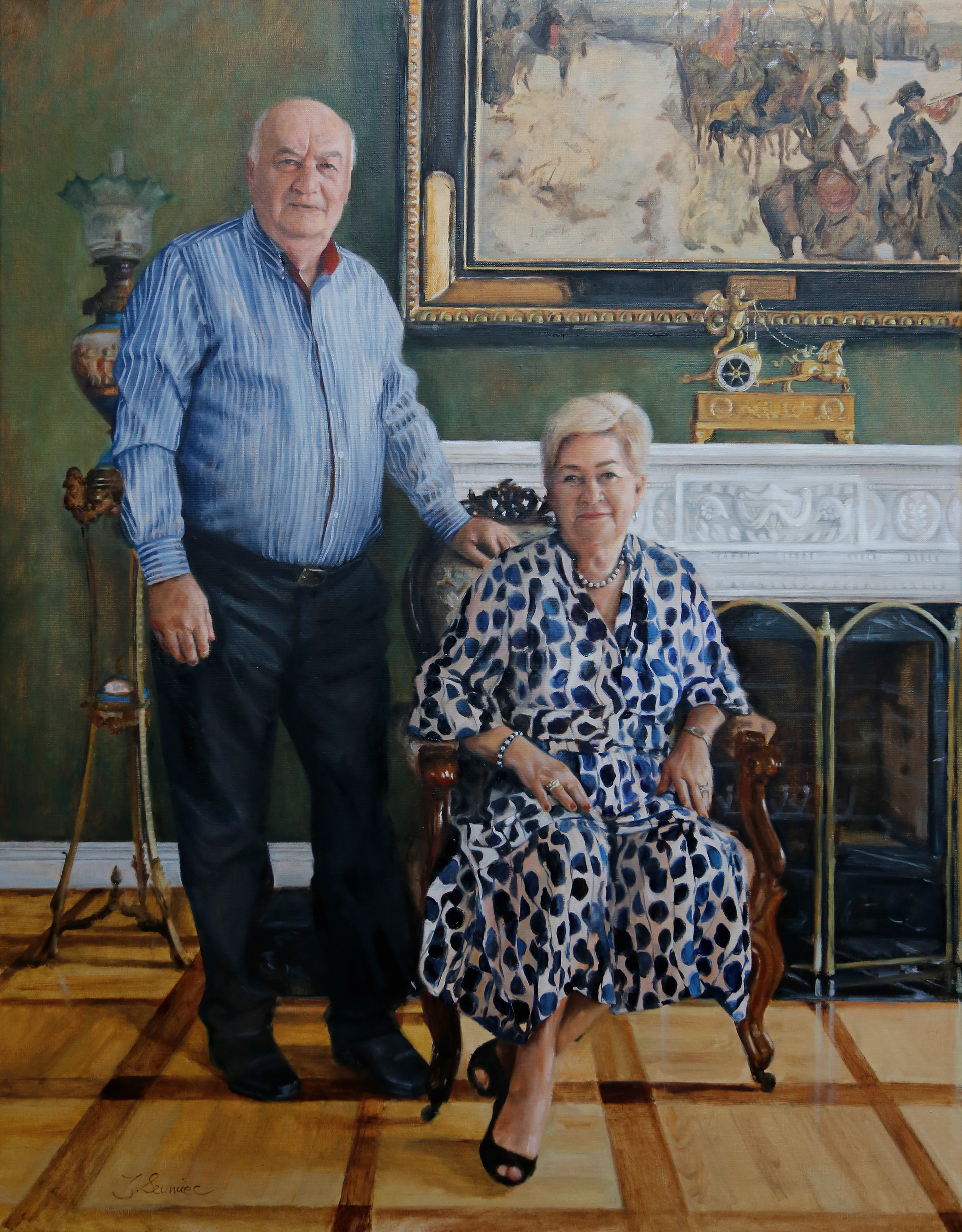 Portrait of the couple. Oil on linen.