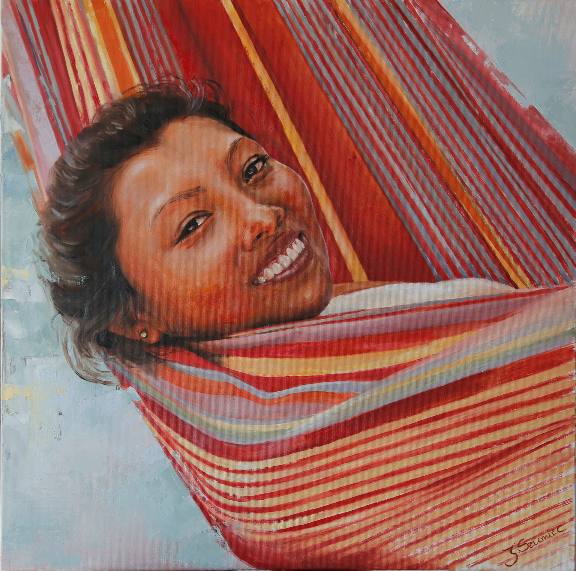 In the hammock - No. 4 out of "36 insights". 70x70. Oil on canvas.