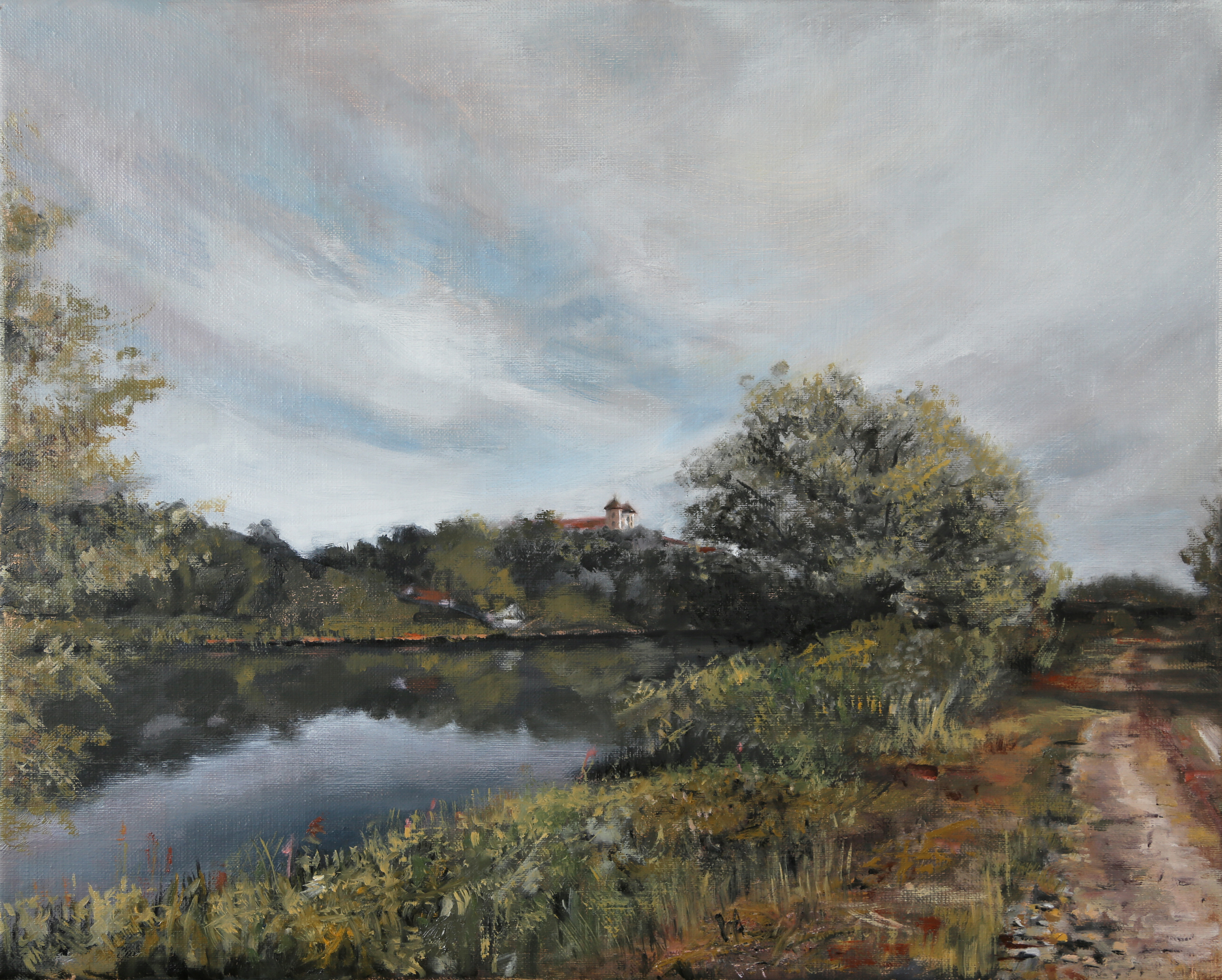 View of the Benedictine Abbey in Tyniec. 40x50. Oil on linen.