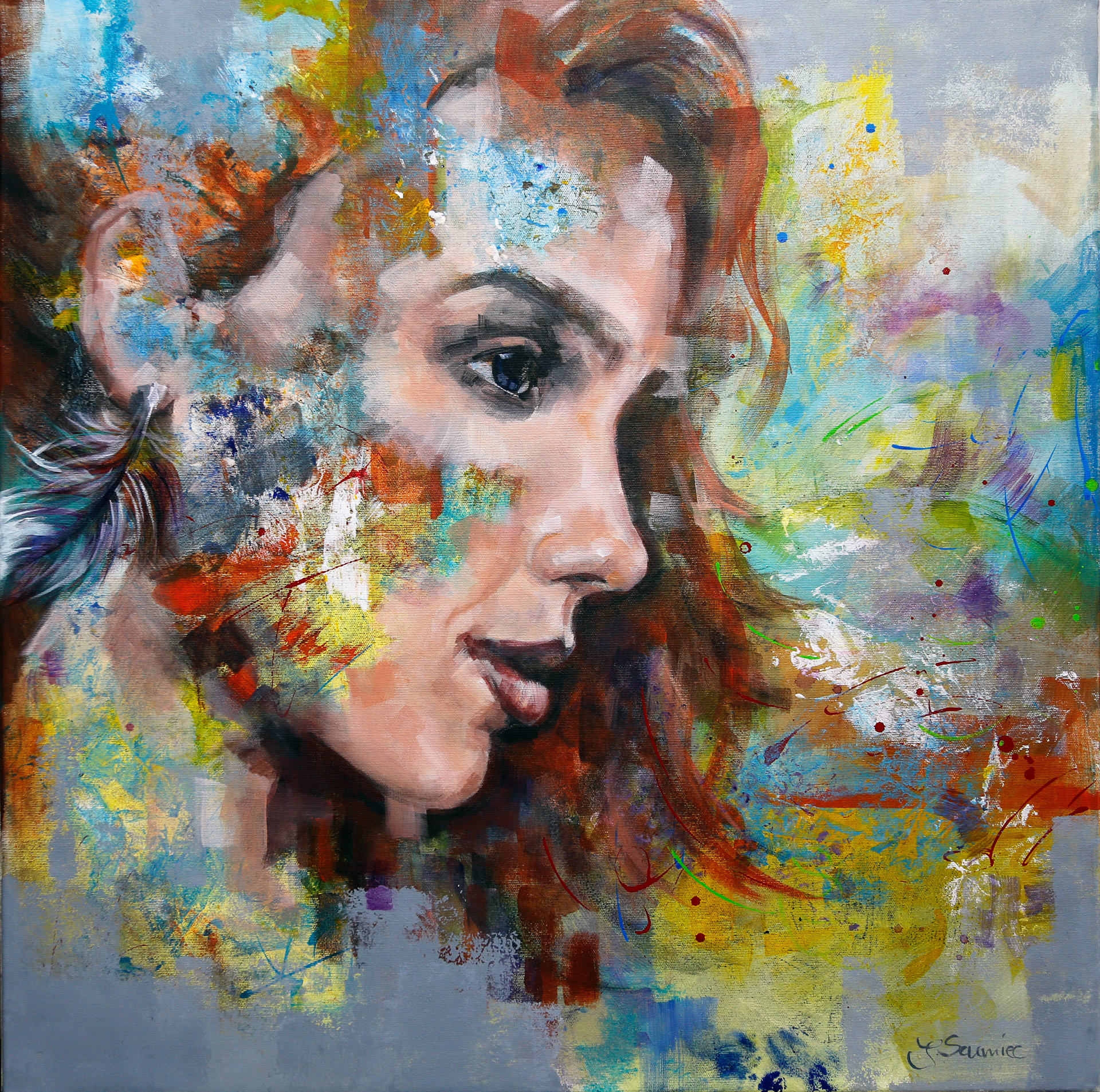 Sounds. 70x70. Acrylic and ink on canvas.